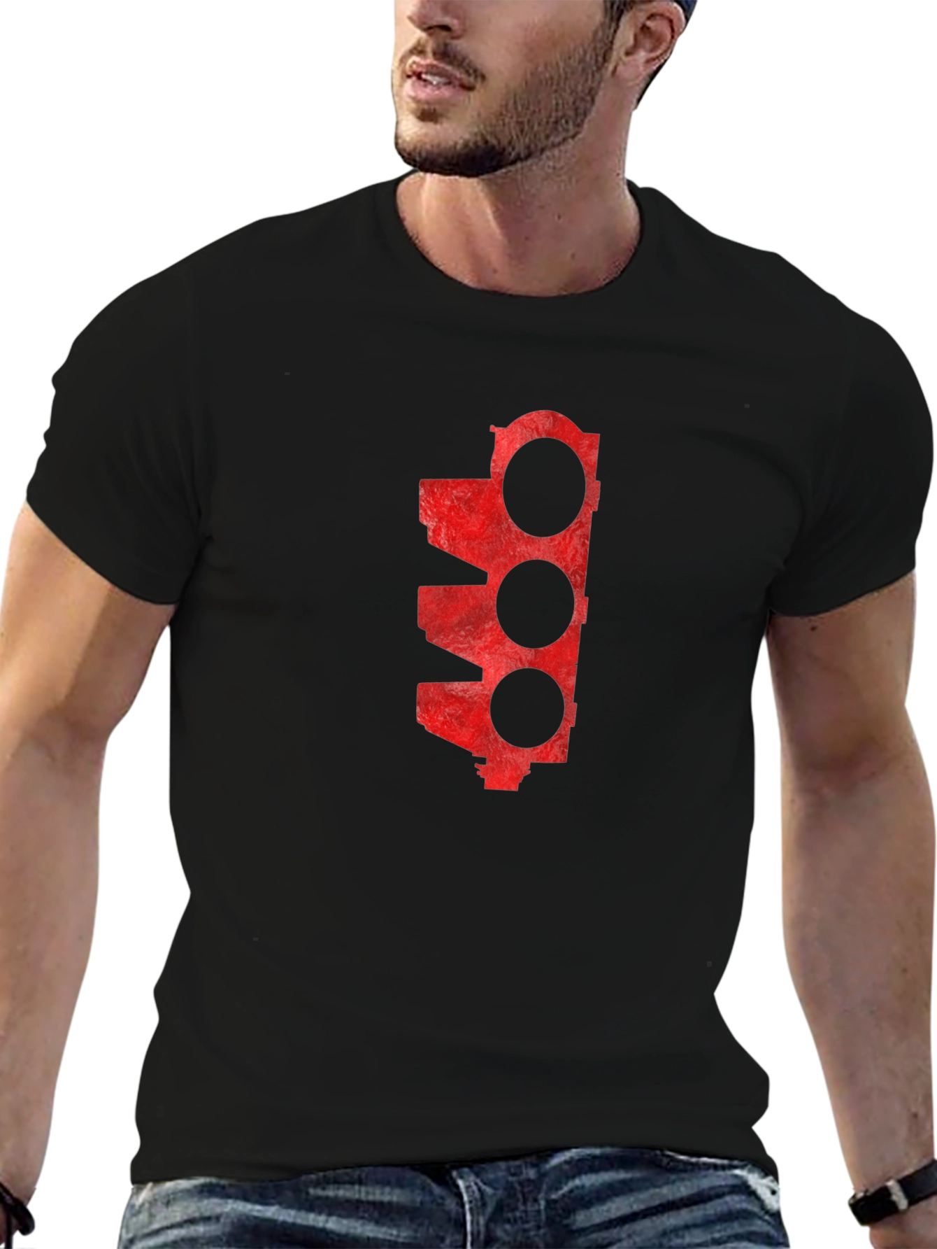 Red Engine Block Tee - Black