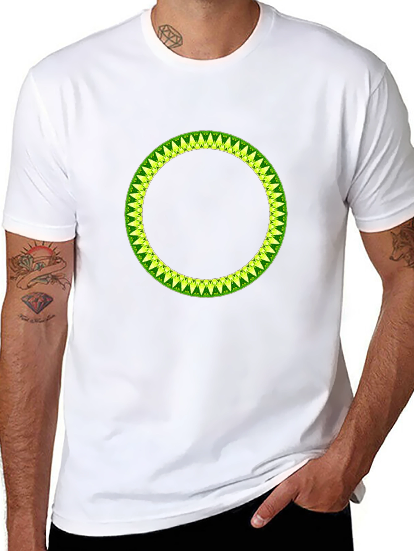 Geometric Circle Design Black T-Shirt