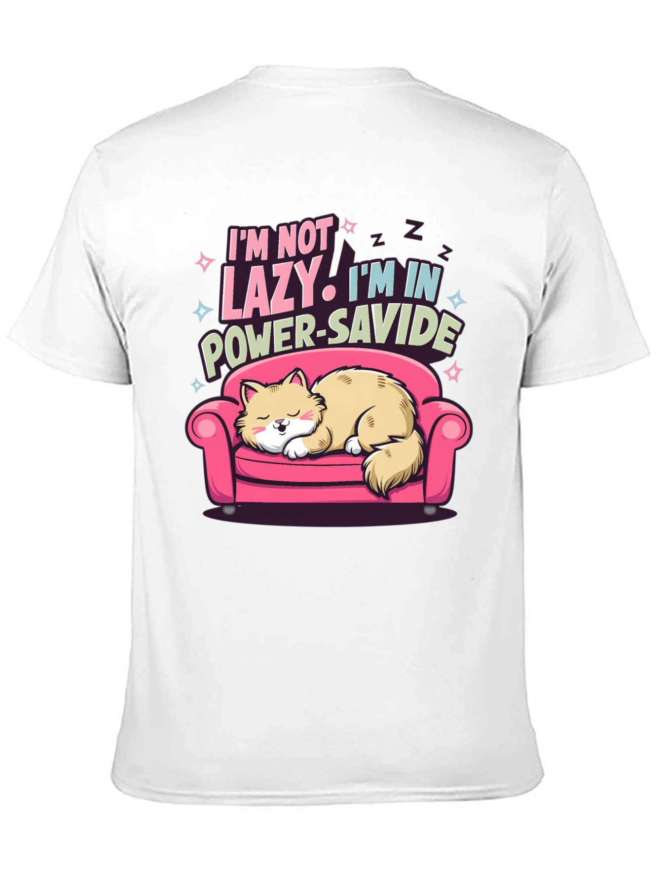 Lazy Cat Power-Savide Black T-Shirt