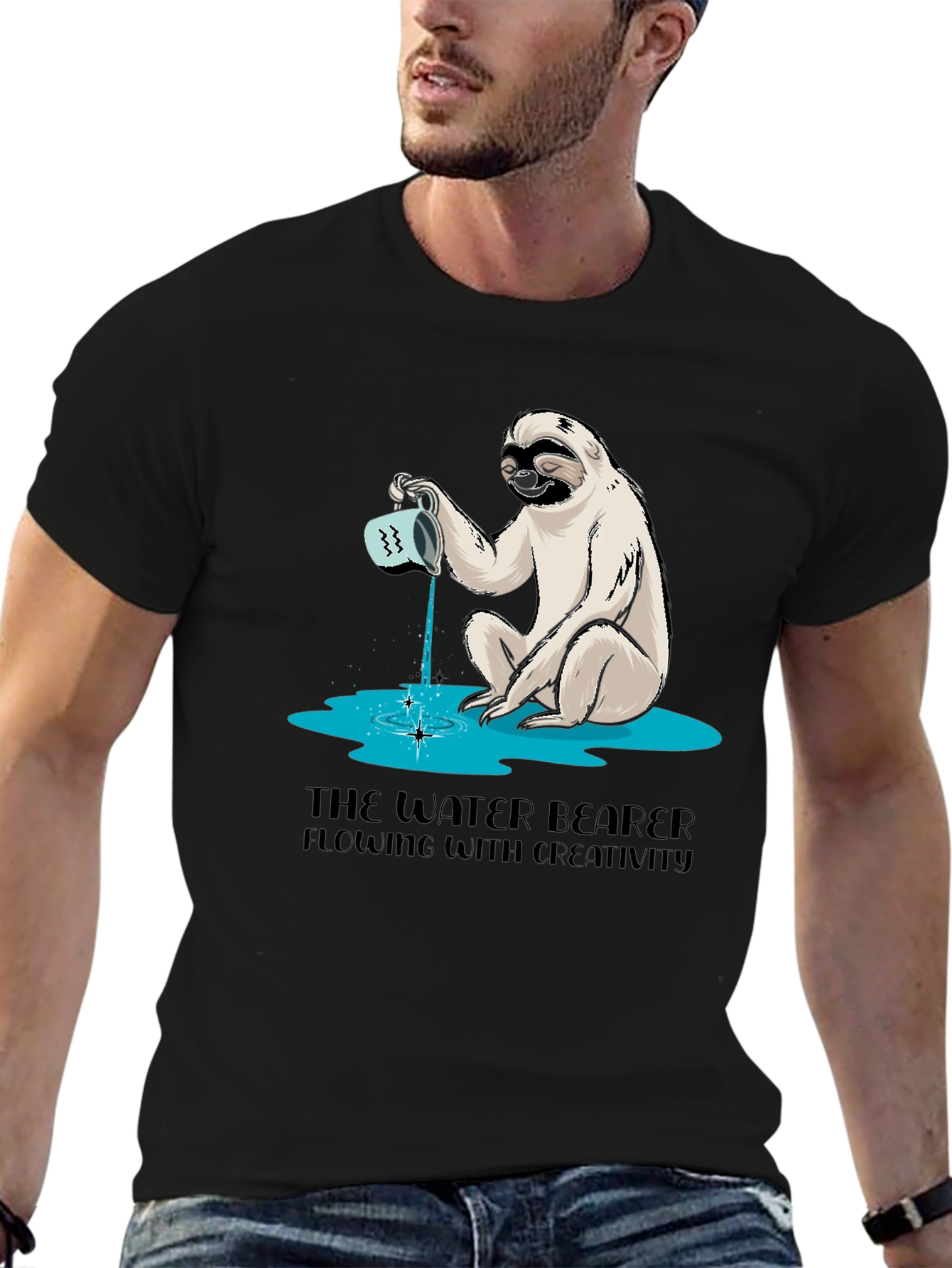 Water Bearer Sloth Graphic Tee - Creative Flow