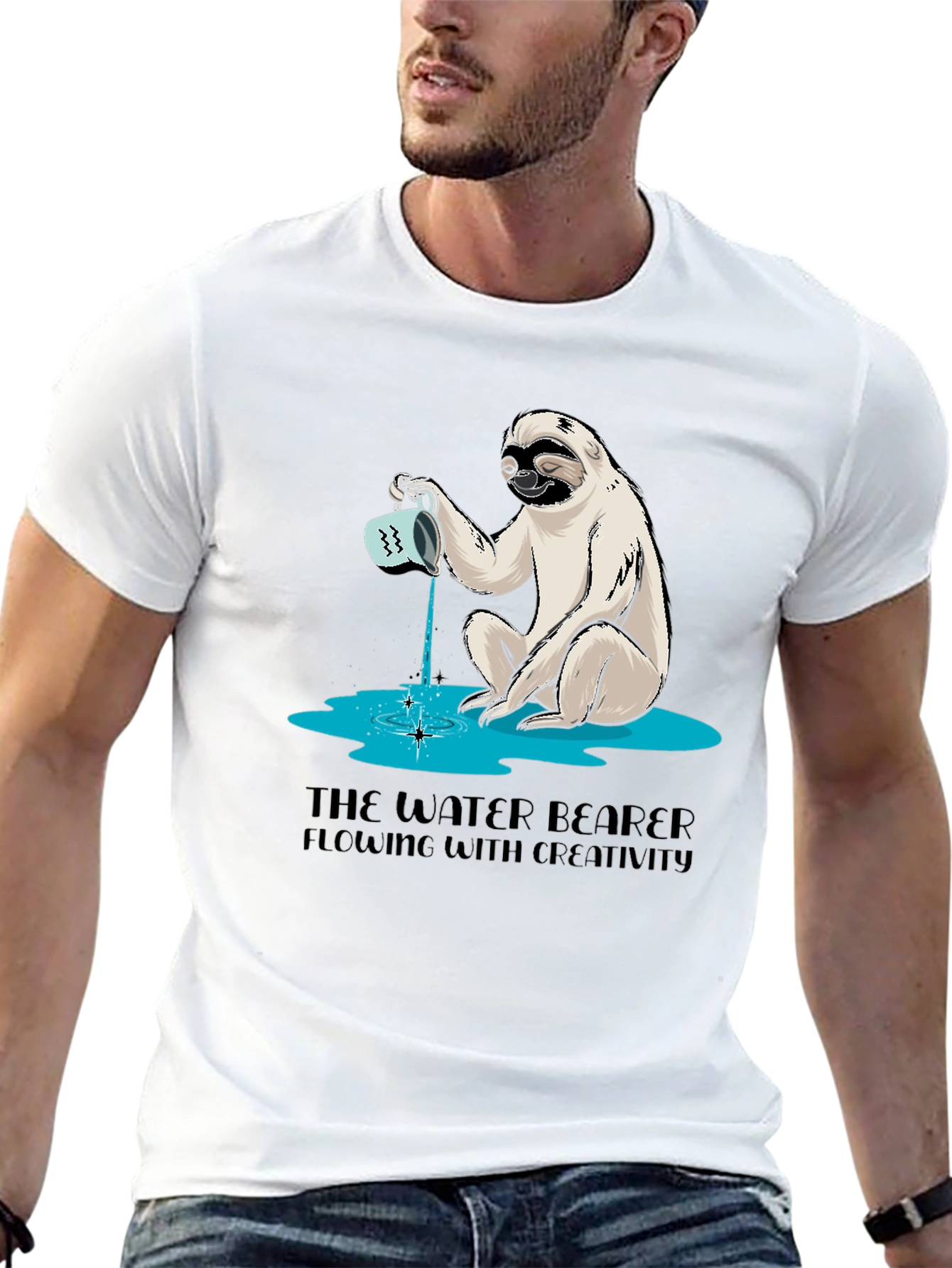 Water Bearer Sloth Graphic Tee - Creative Flow