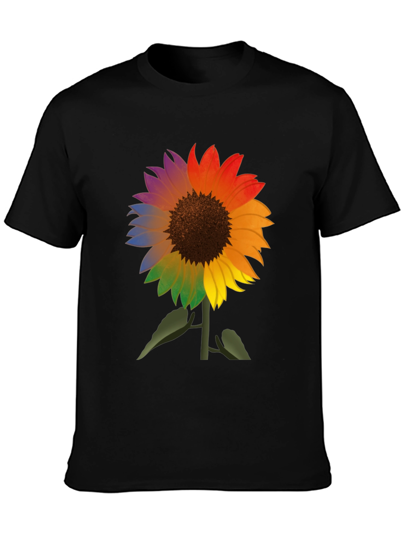 Rainbow Sunflower Graphic Tee - Mens Black T-Shirt