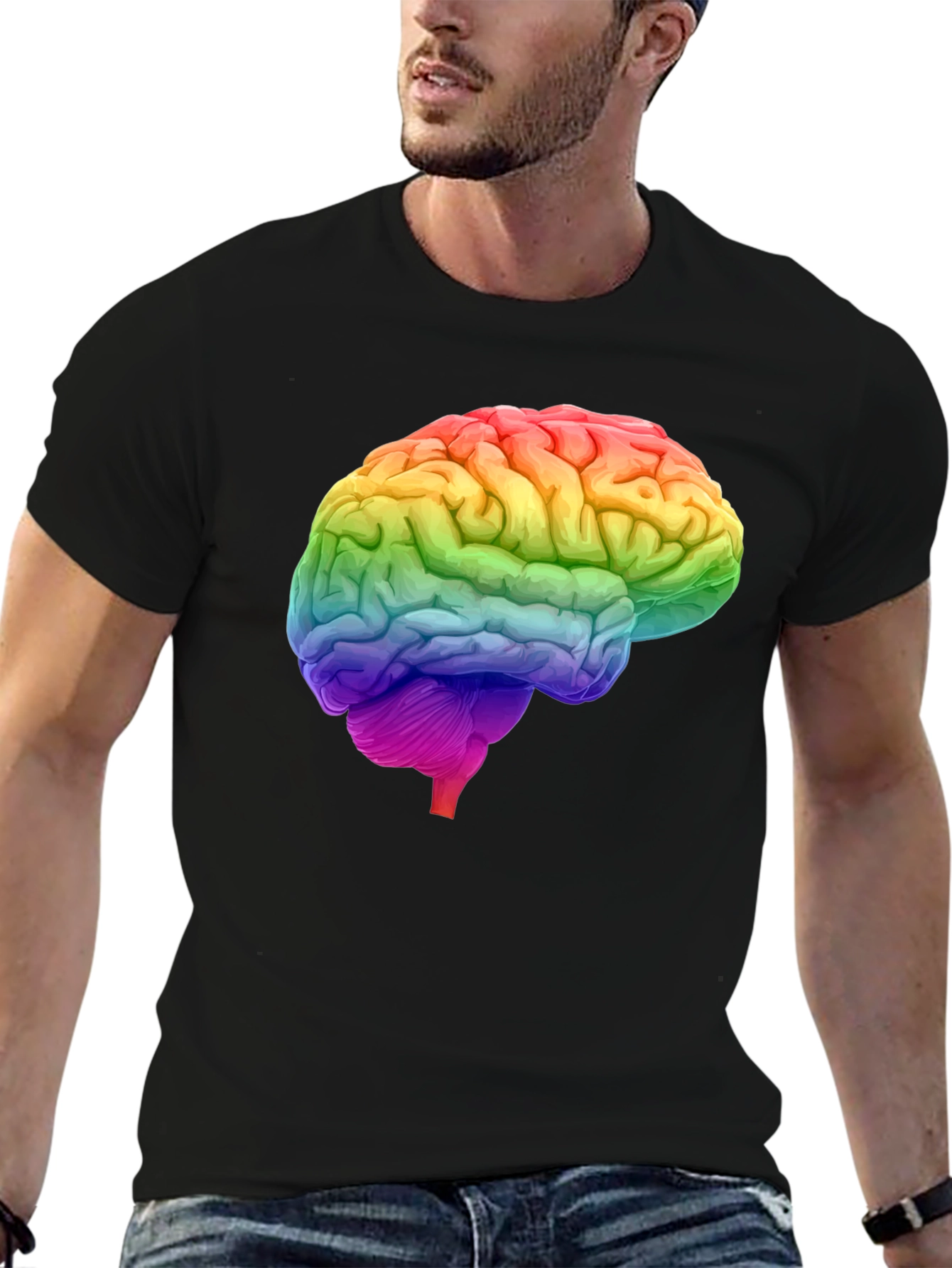 Rainbow Brain Graphic T-Shirt - Unique Design