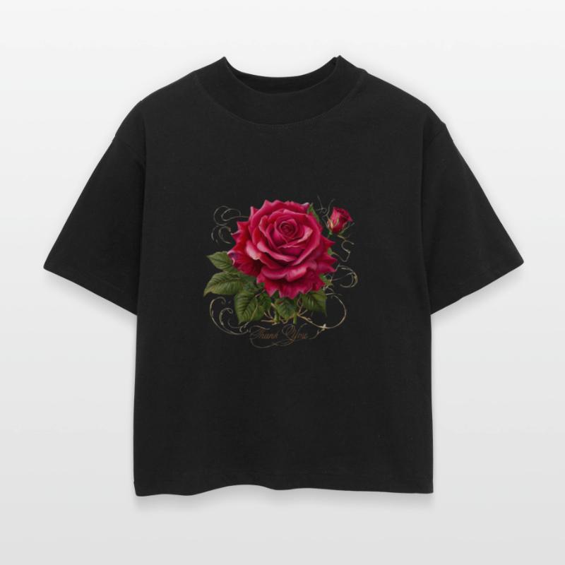 Red Rose with Bud and Green Leaves