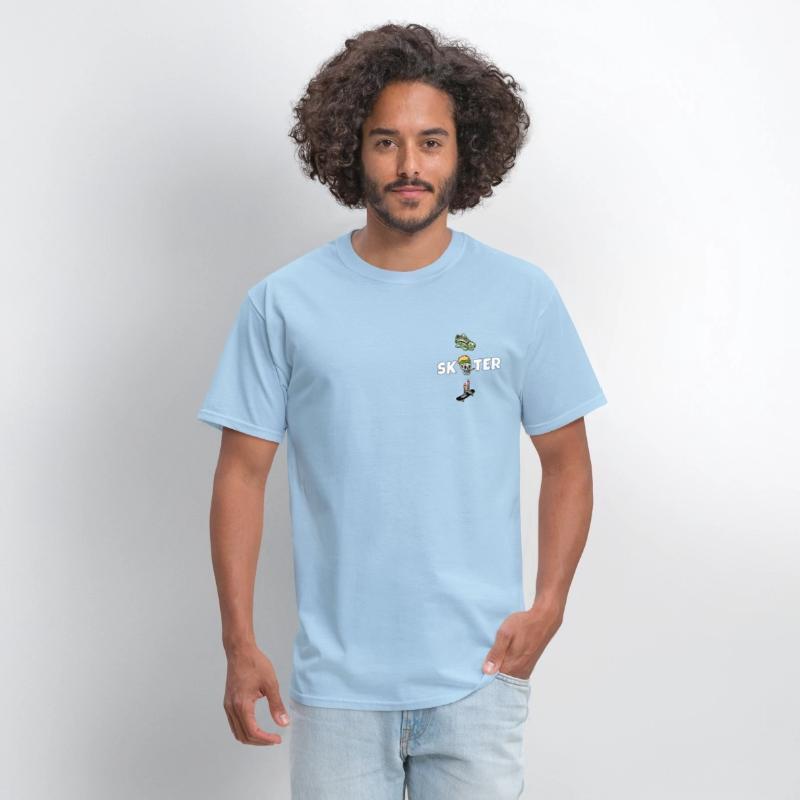 Retro Skull Skate Board Old Fashion T-Shirt