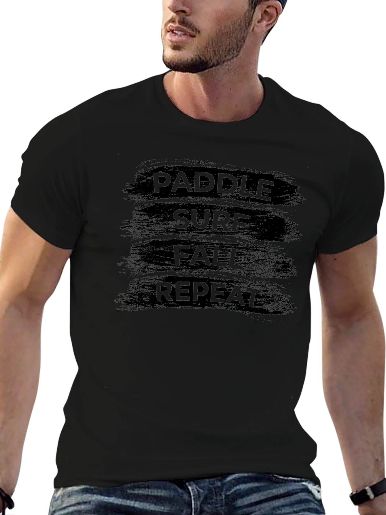 Paddle Surf Fall Repeat Graphic Tee - Black