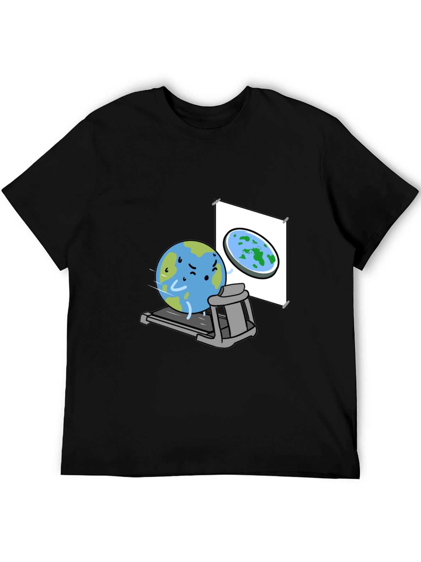 Earth on Treadmill Graphic Tee - Black Cotton Shirt