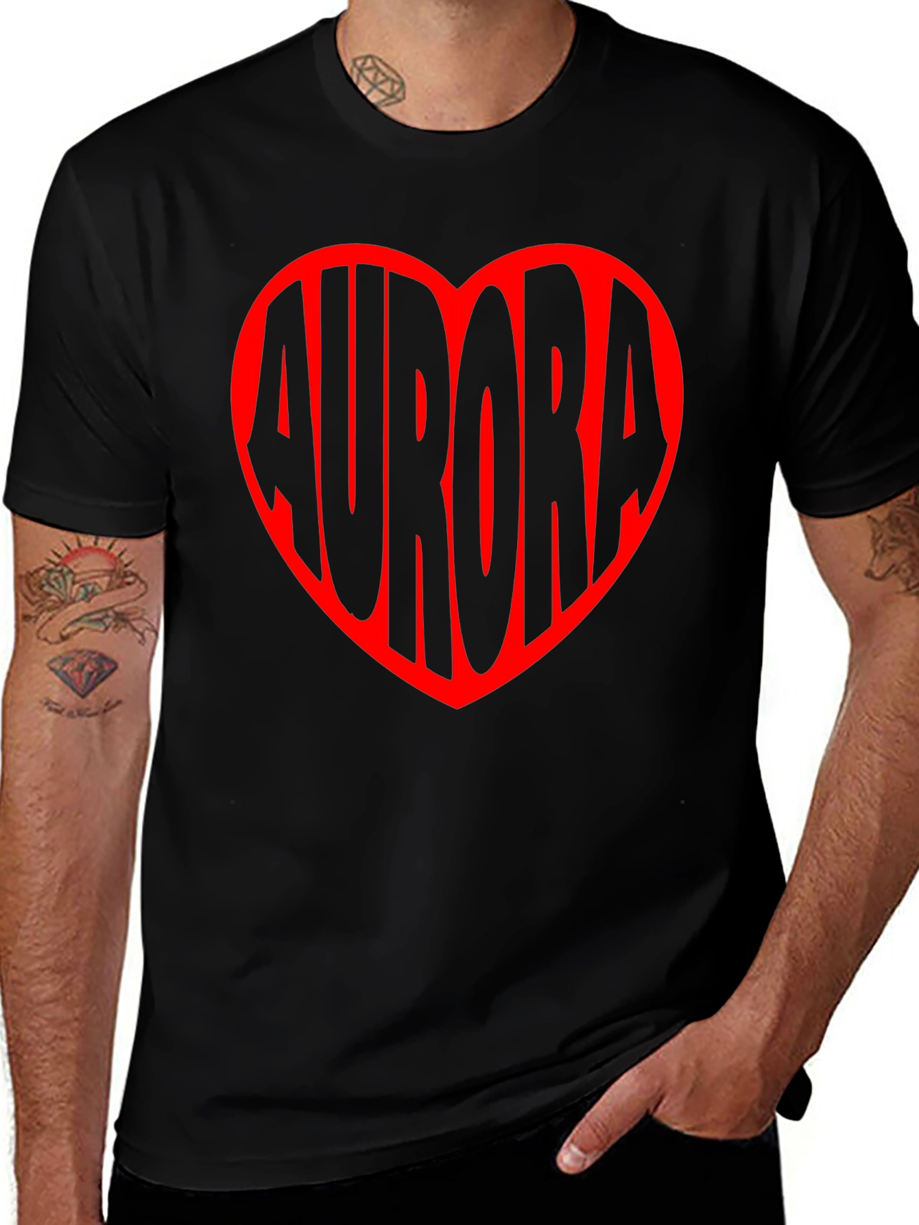 Aurora Heart Graphic Tee - Black Unisex T-Shirt