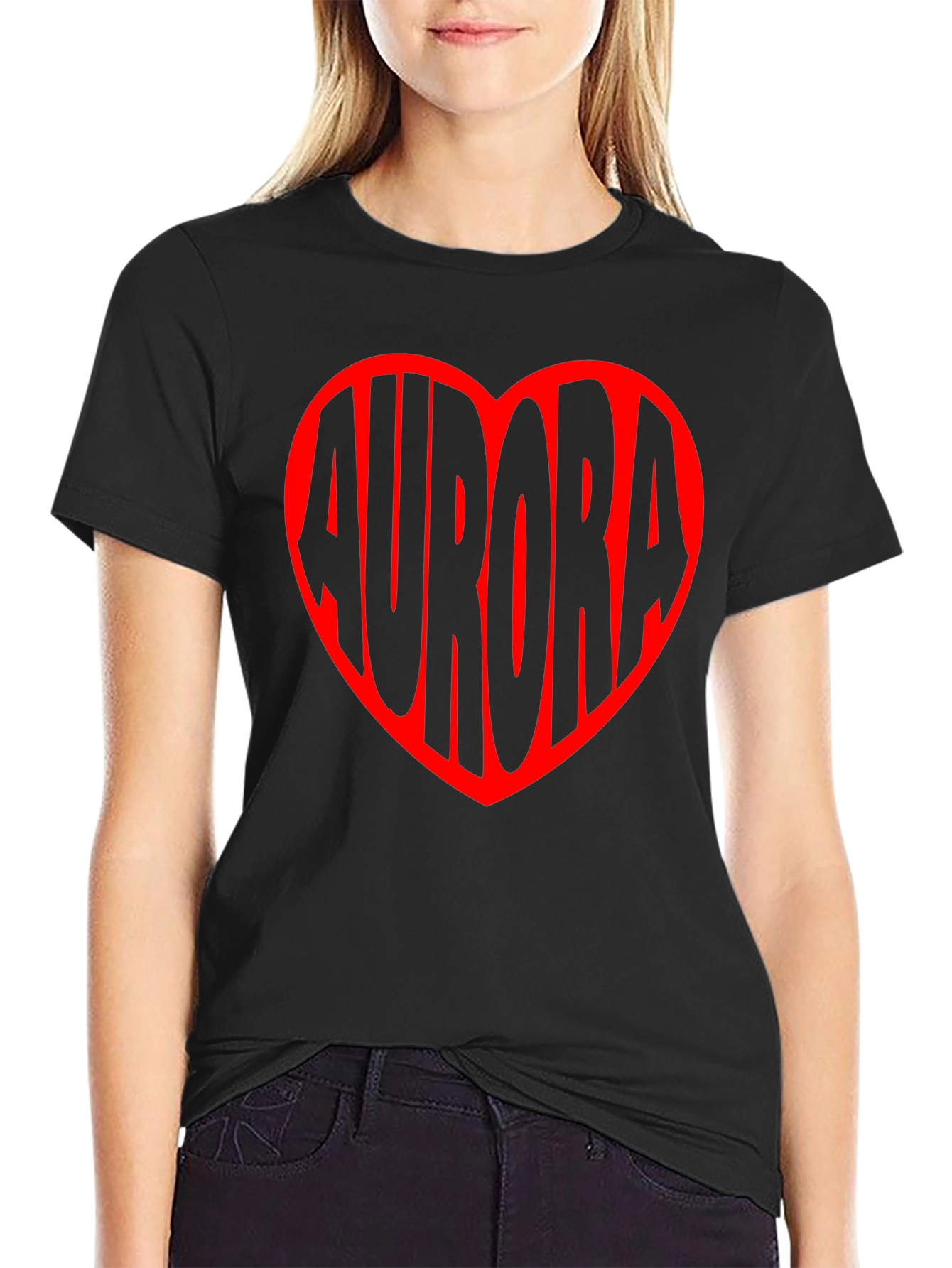Aurora Heart Graphic Tee - Black Unisex T-Shirt