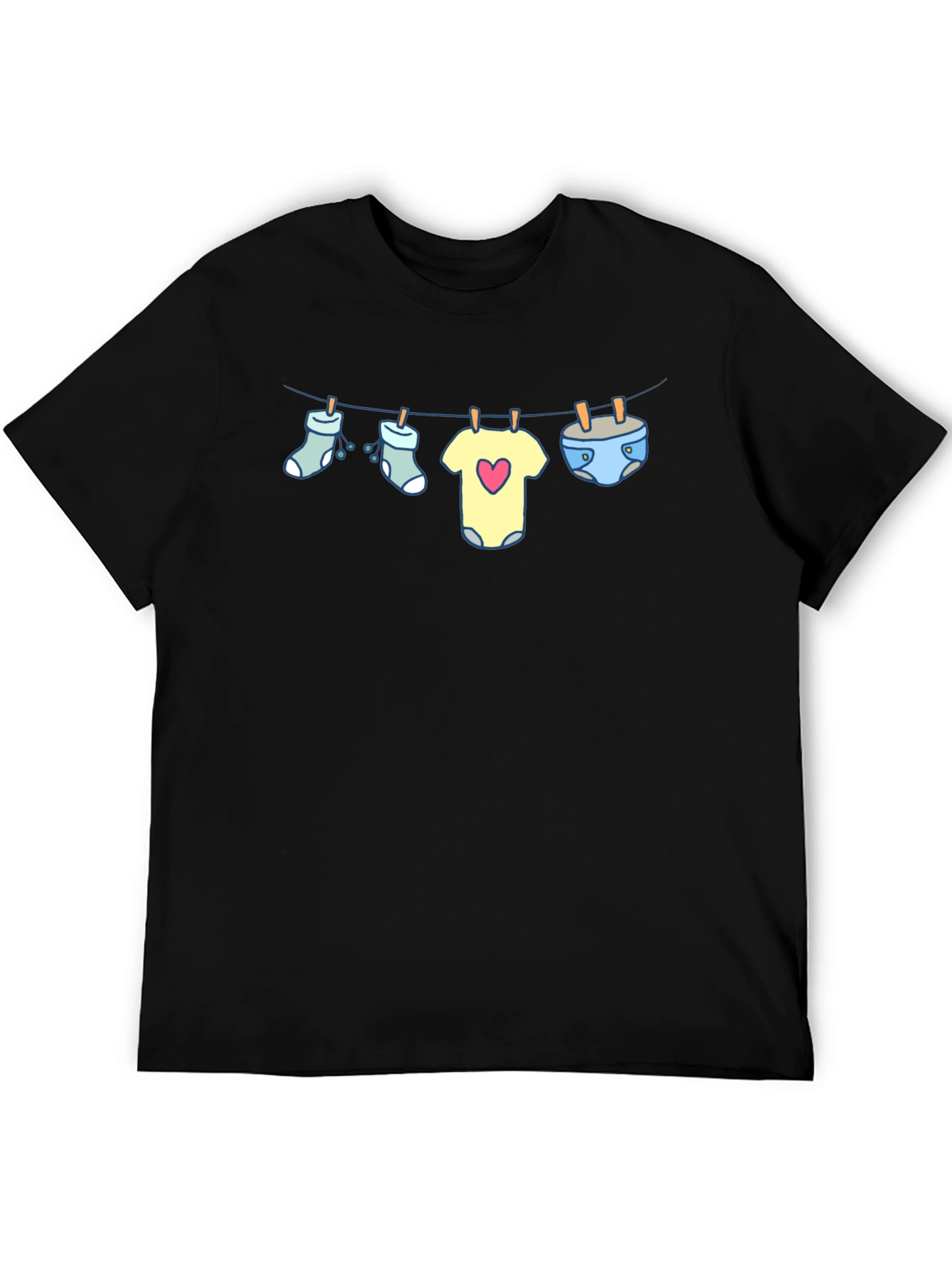 Baby Clothesline Graphic Tee - Soft Black T-Shirt