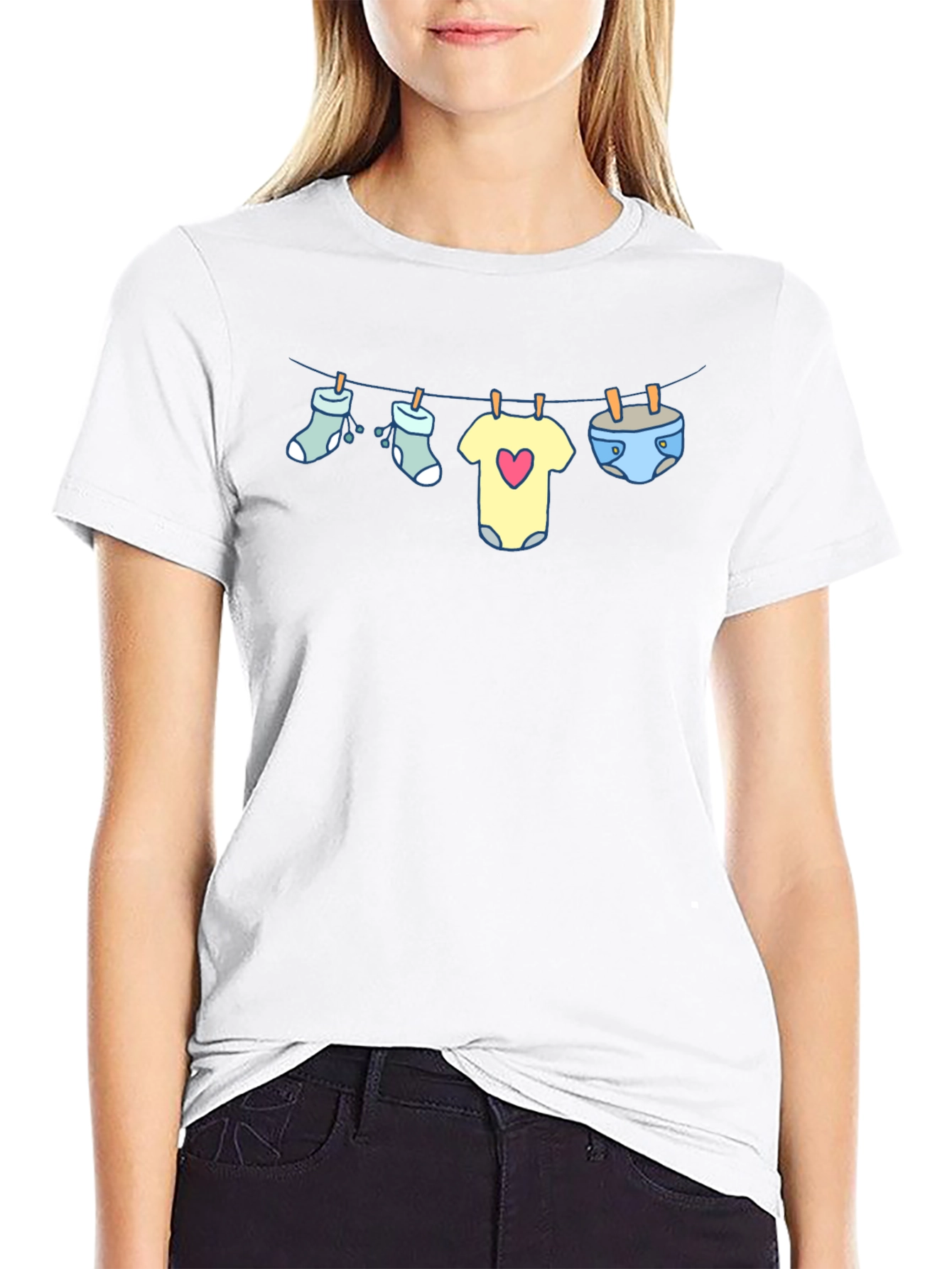 Baby Clothesline Graphic Tee - Soft Black T-Shirt
