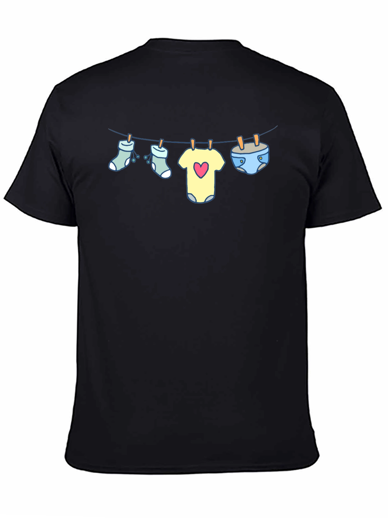 Baby Clothesline Graphic Tee - Soft Black T-Shirt