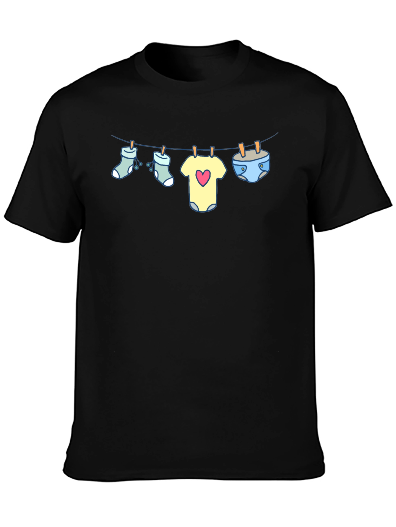 Baby Clothesline Graphic Tee - Soft Black T-Shirt