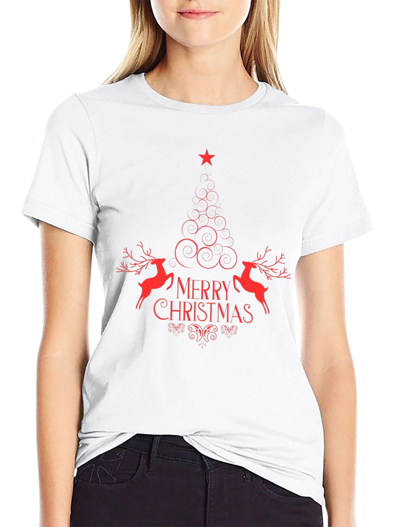 Merry Christmas Graphic Tee - Red Design