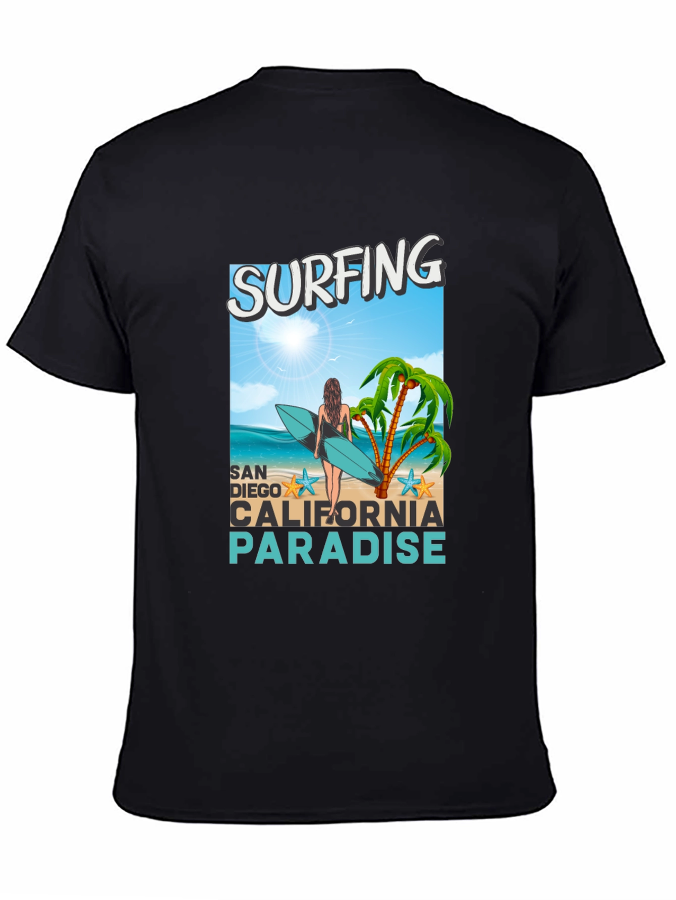 Surfing San Diego California Paradise Graphic Tee