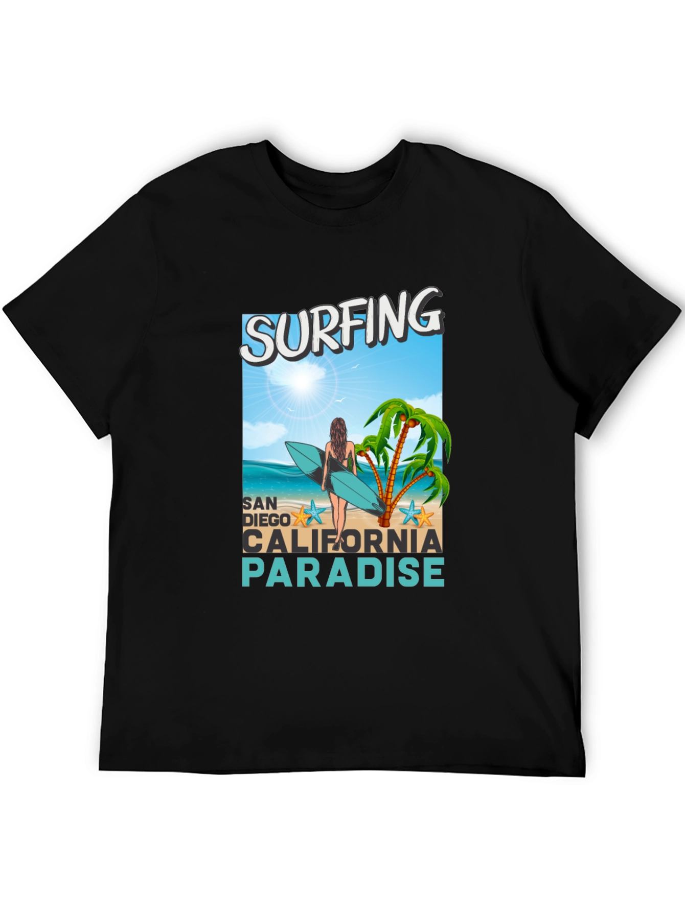 Surfing San Diego California Paradise Graphic Tee