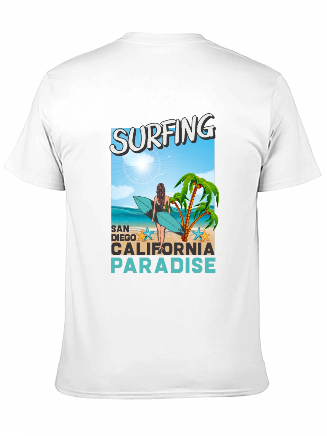 Surfing San Diego California Paradise Graphic Tee