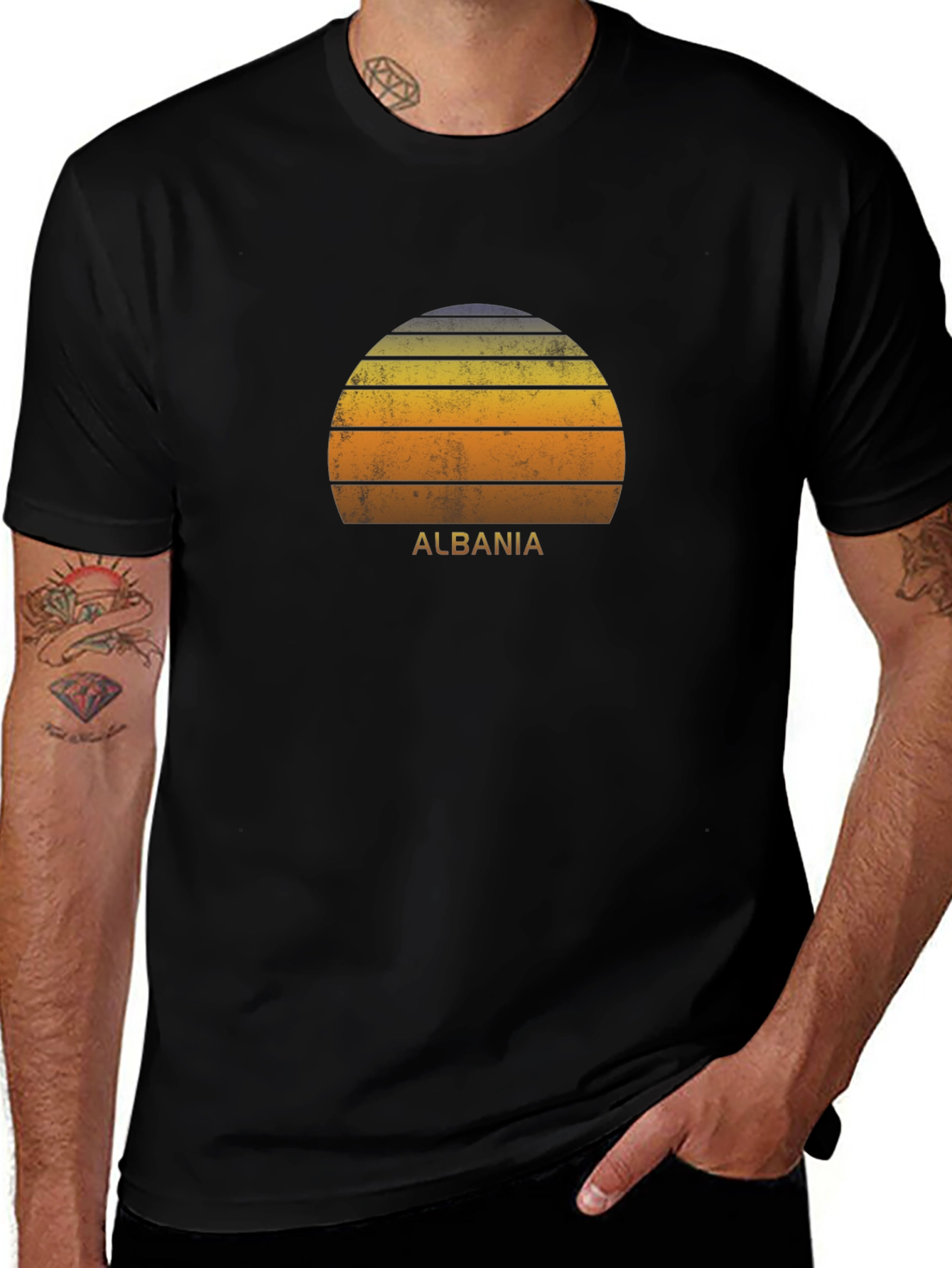 Albania Sunset Graphic Tee - Retro Style
