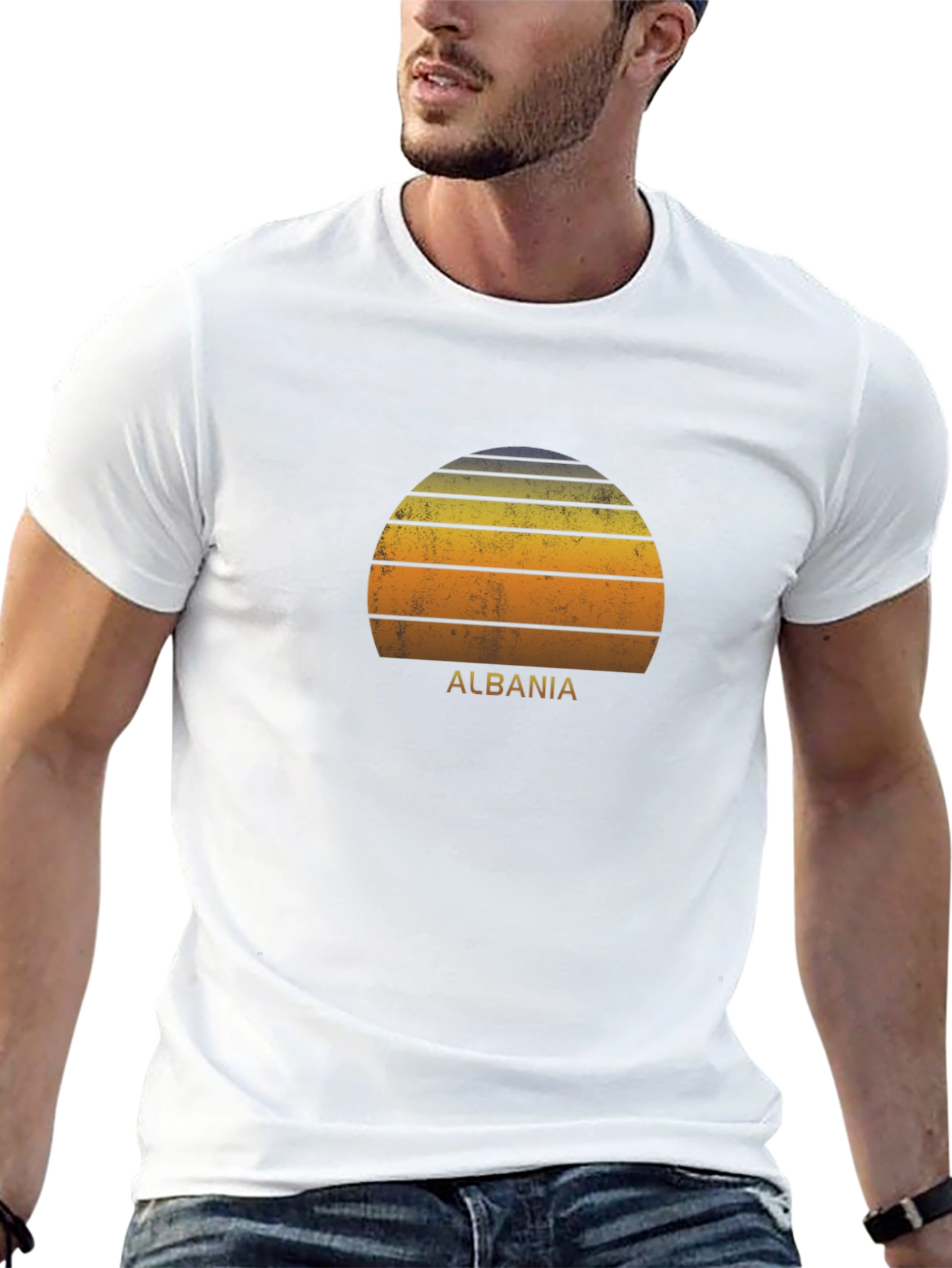 Albania Sunset Graphic Tee - Retro Style