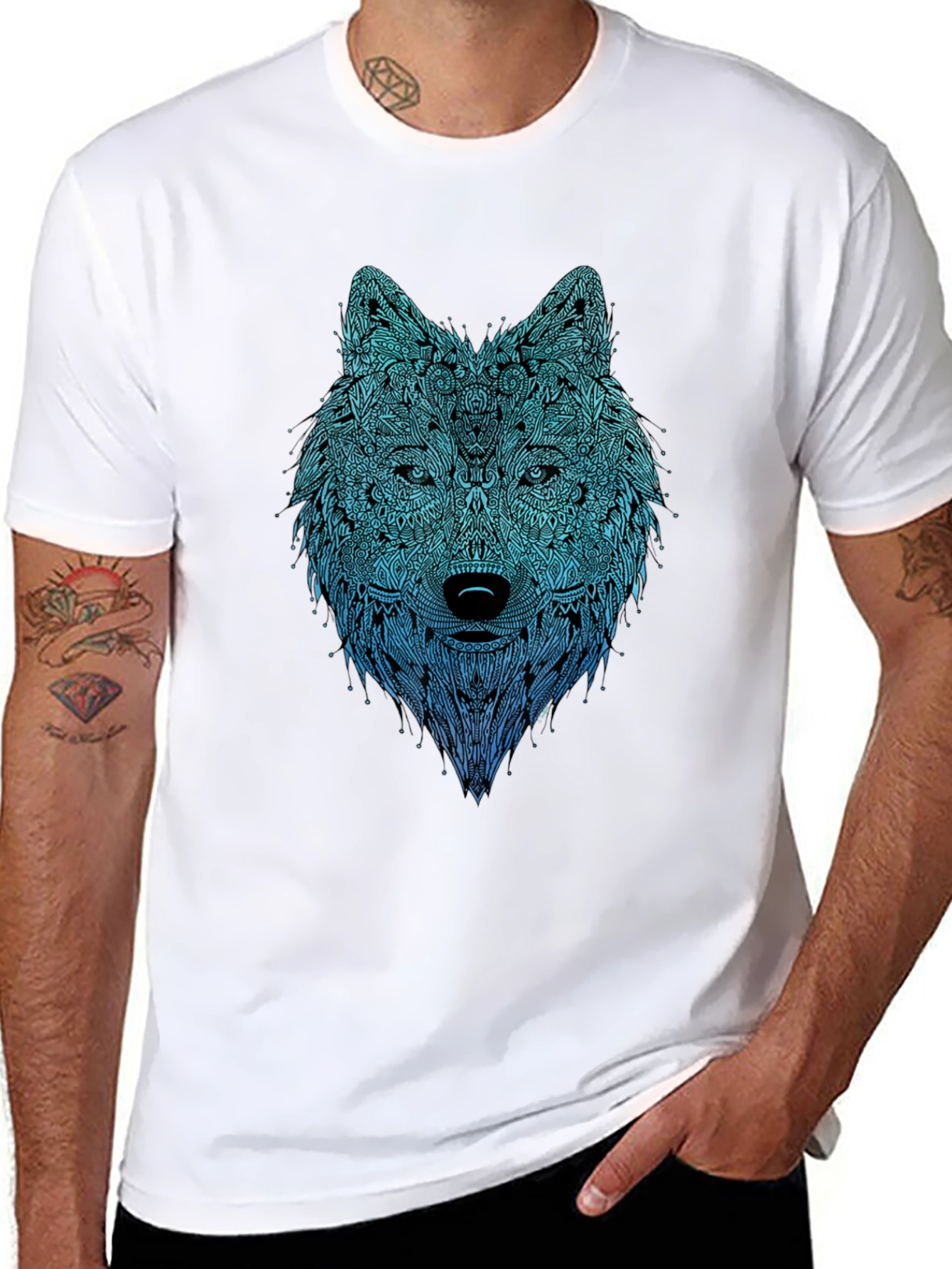 Wolf Graphic Print Black T-Shirt