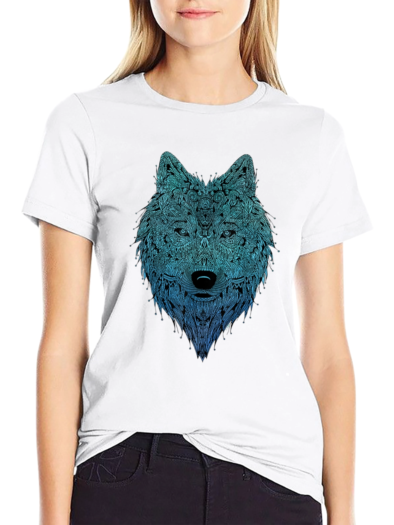 Wolf Graphic Print Black T-Shirt