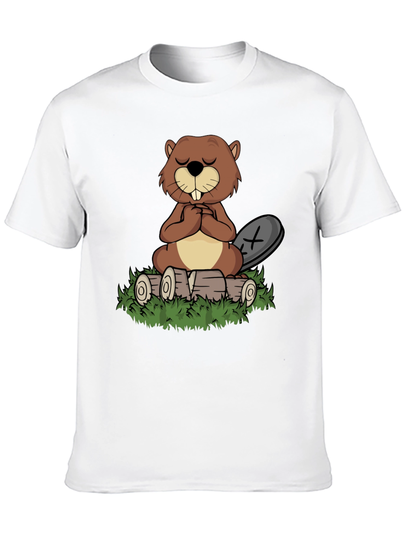 Zen Beaver Black T-Shirt: Meditating Beaver Design