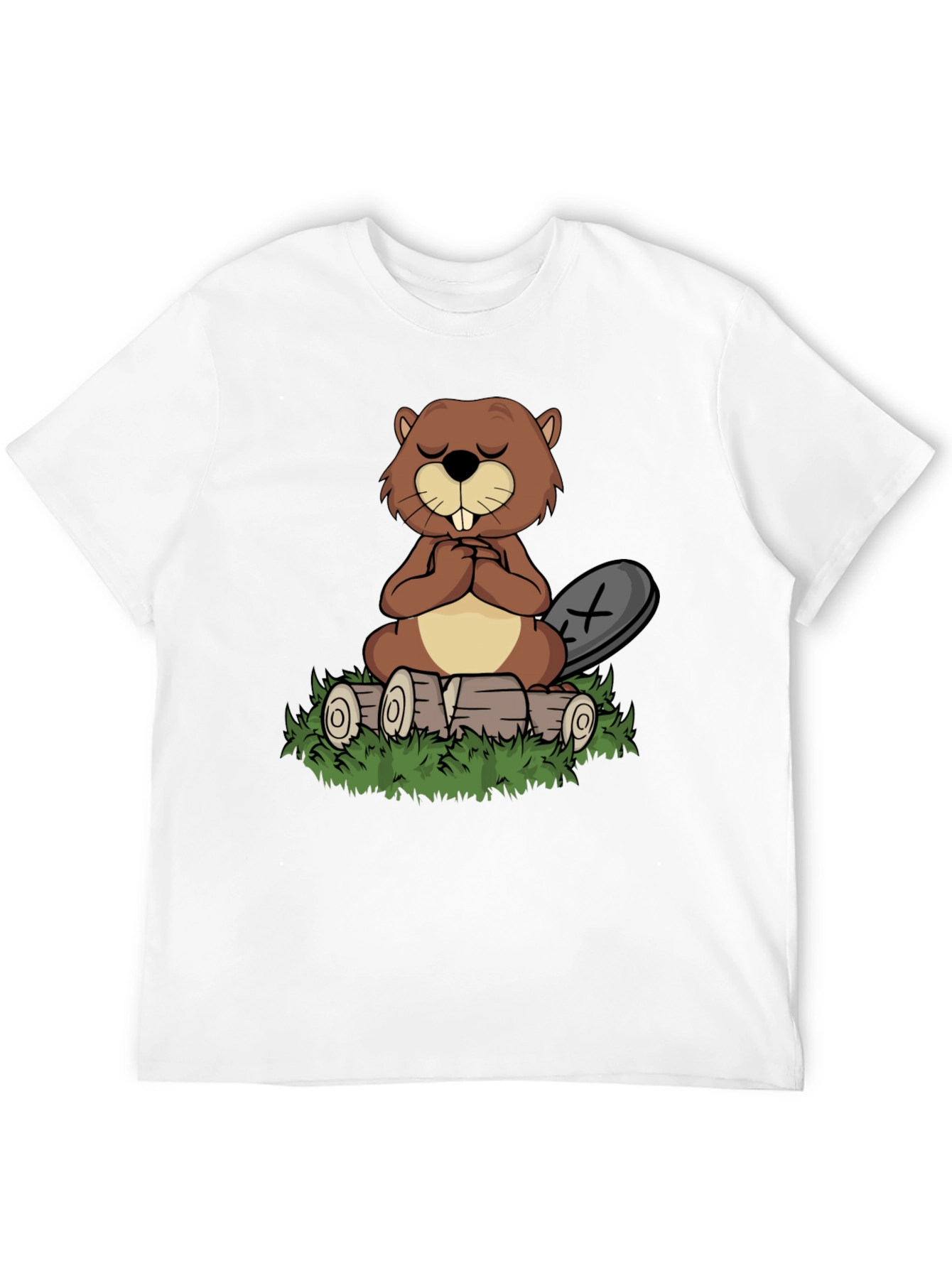 Zen Beaver Black T-Shirt: Meditating Beaver Design