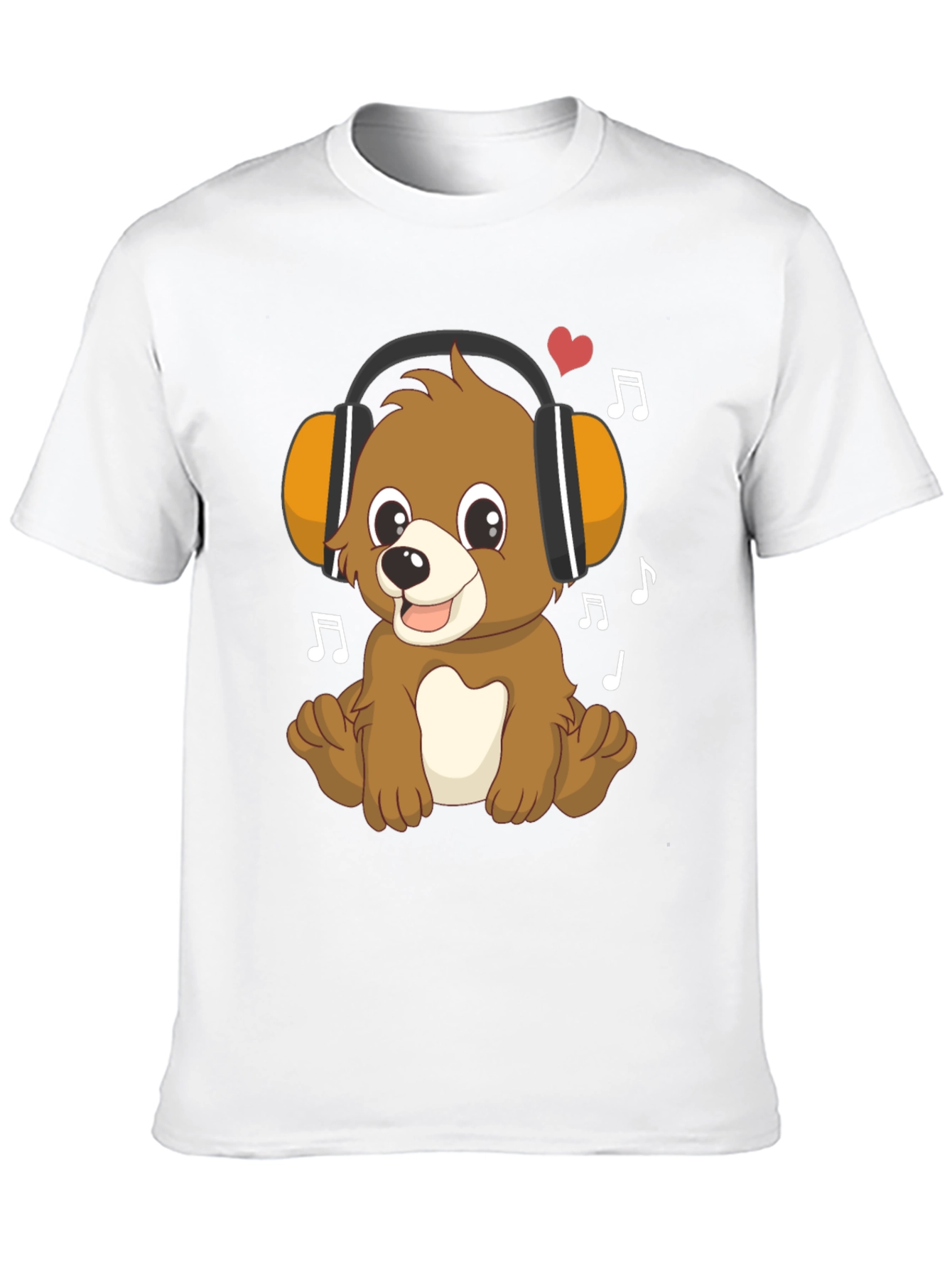 Cute Cartoon Bear with Headphones Graphic T-Shirt