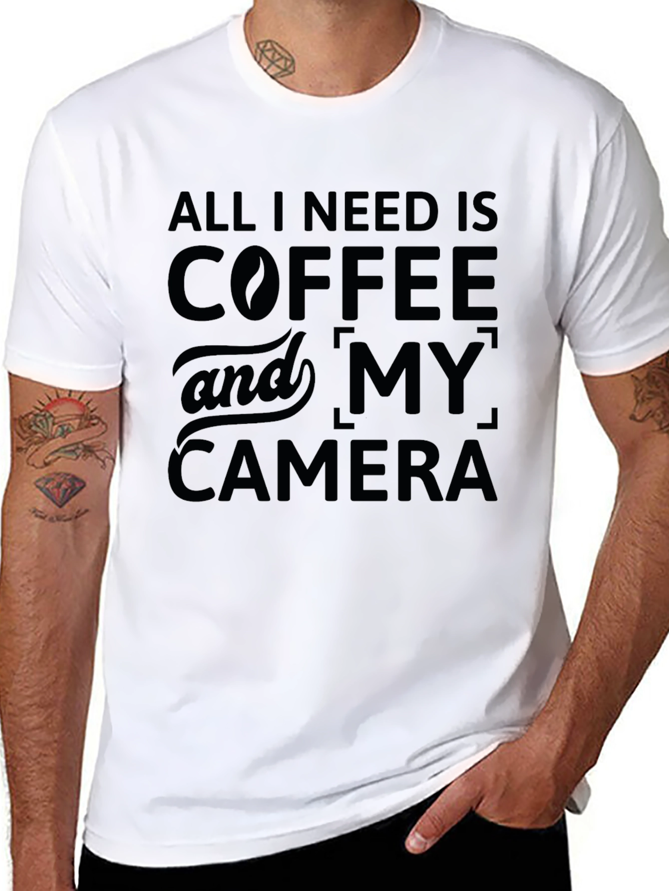 Coffee and Camera Graphic Tee - Black