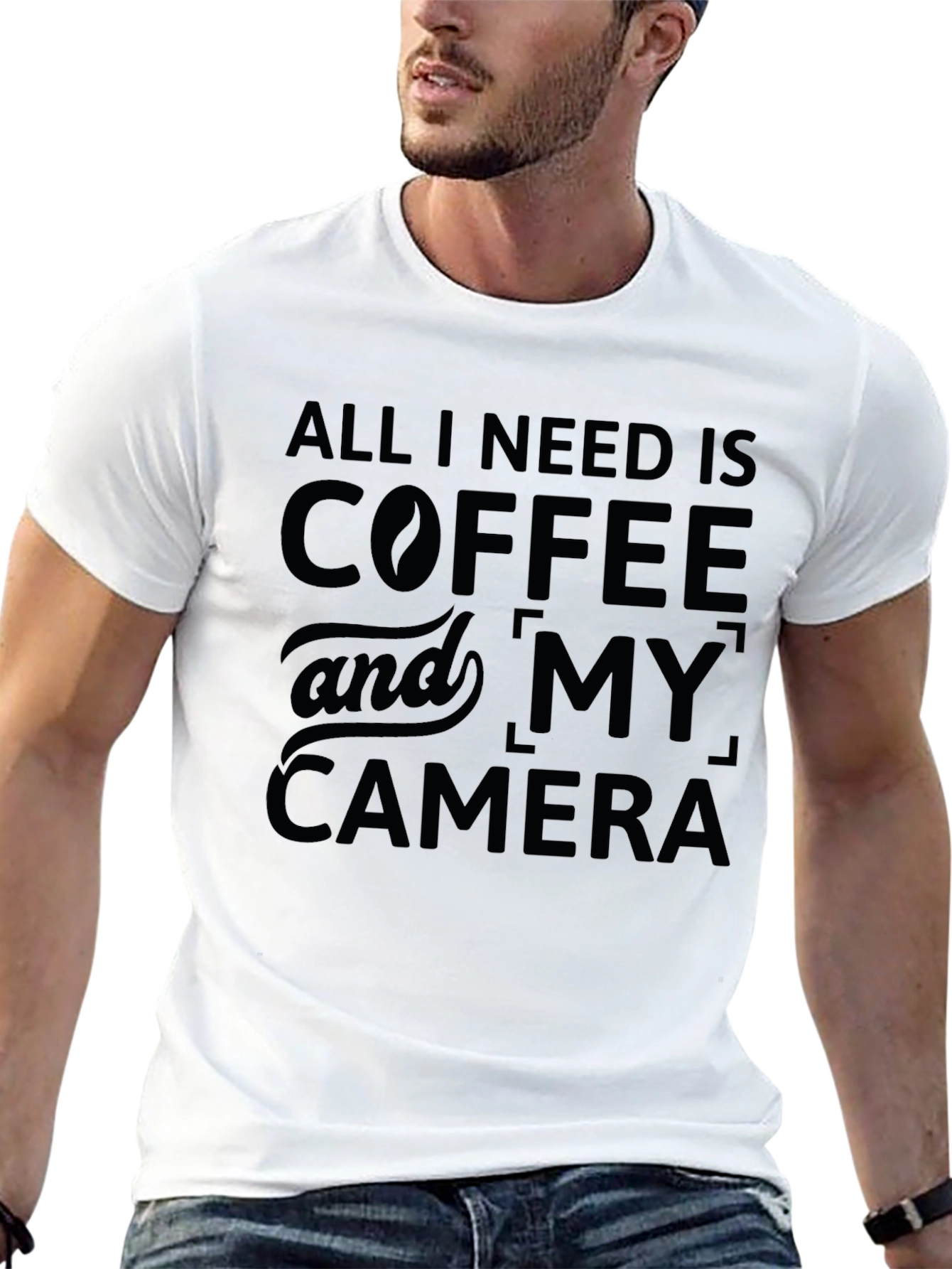 Coffee and Camera Graphic Tee - Black