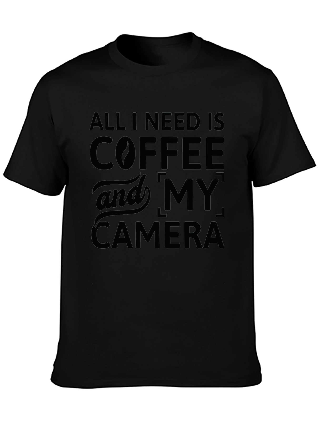 Coffee and Camera Graphic Tee - Black