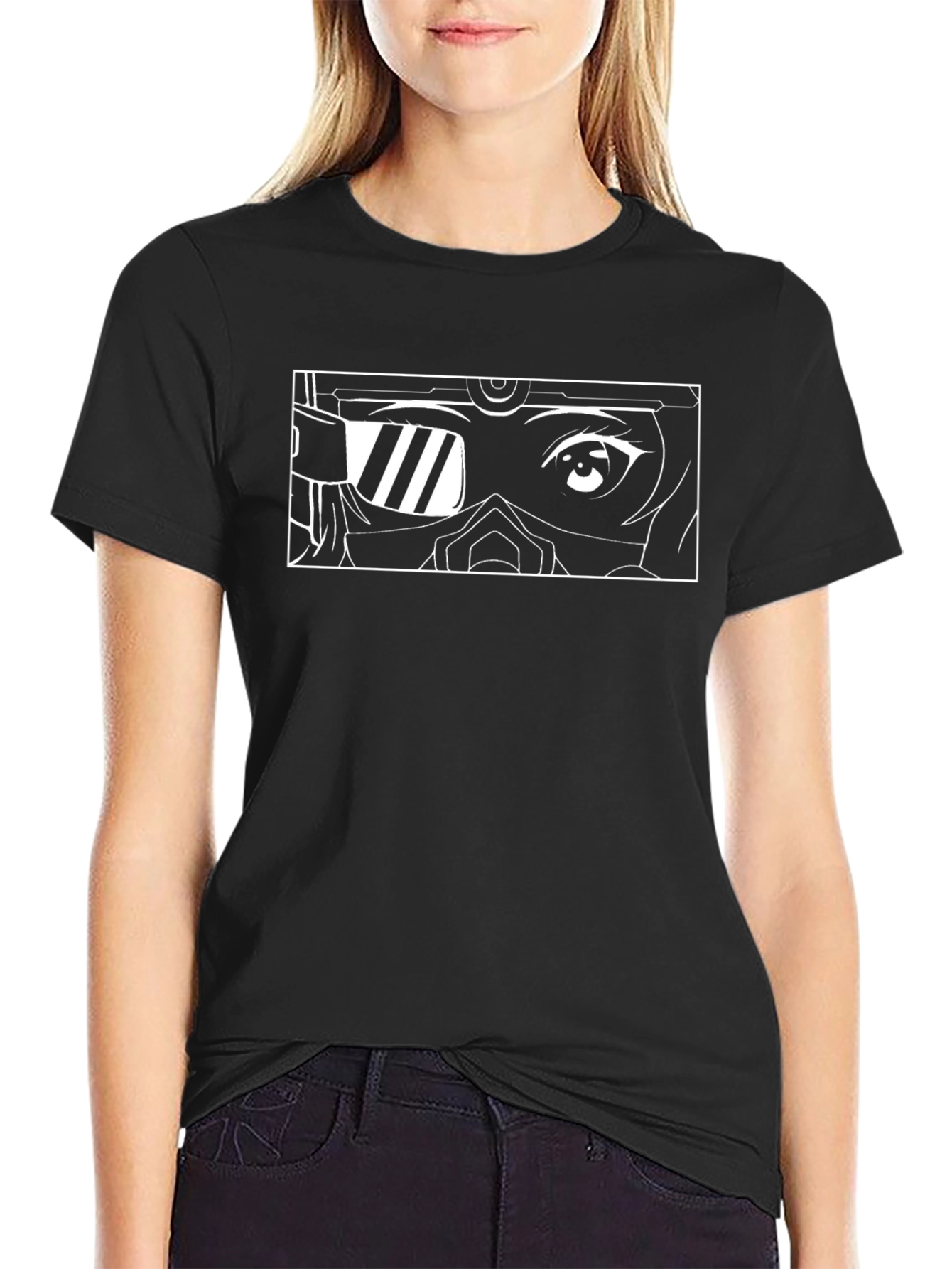Anime Eyes T-Shirt - Black Cotton Graphic Tee