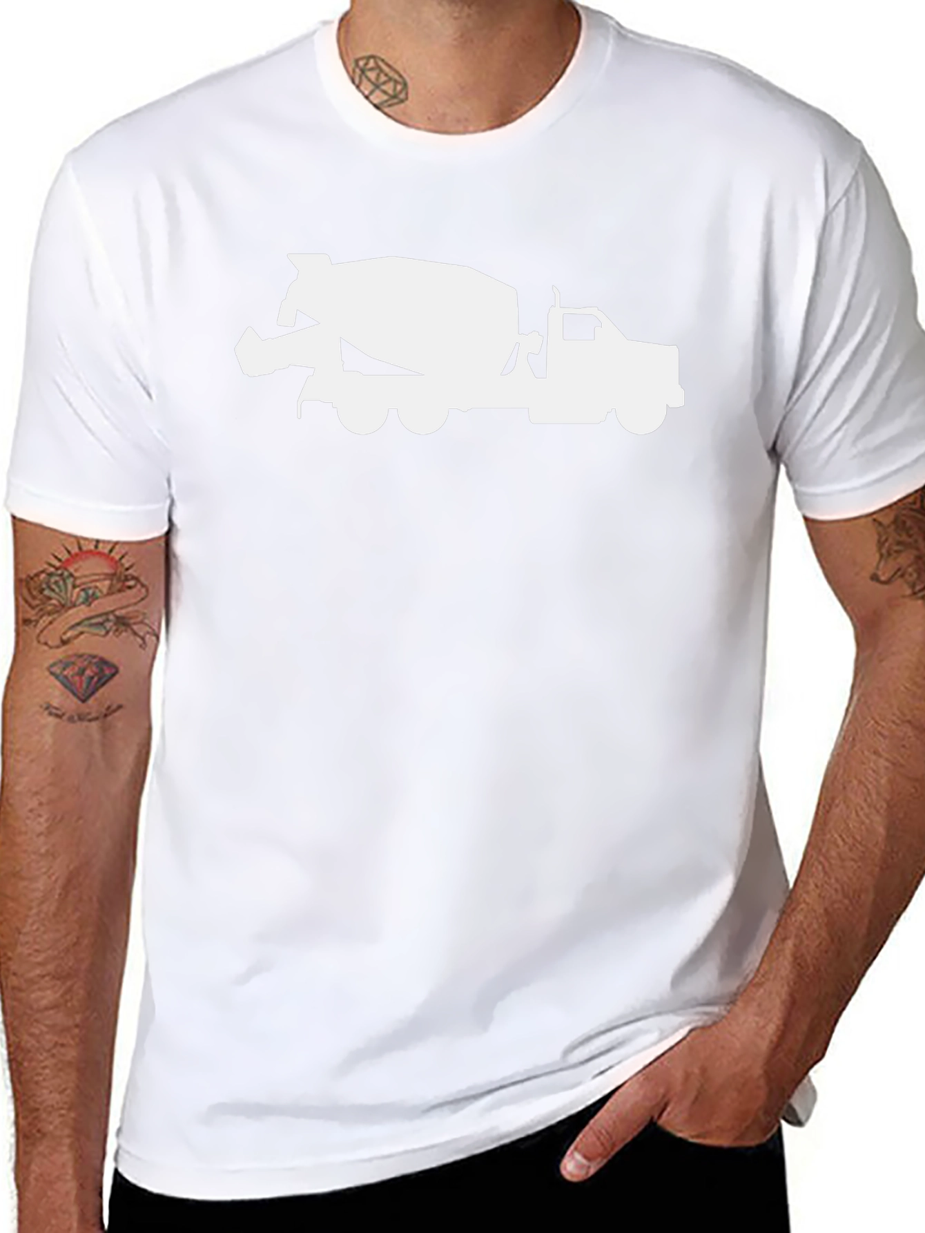 Cement Truck Graphic Tee - Black Cotton Blend