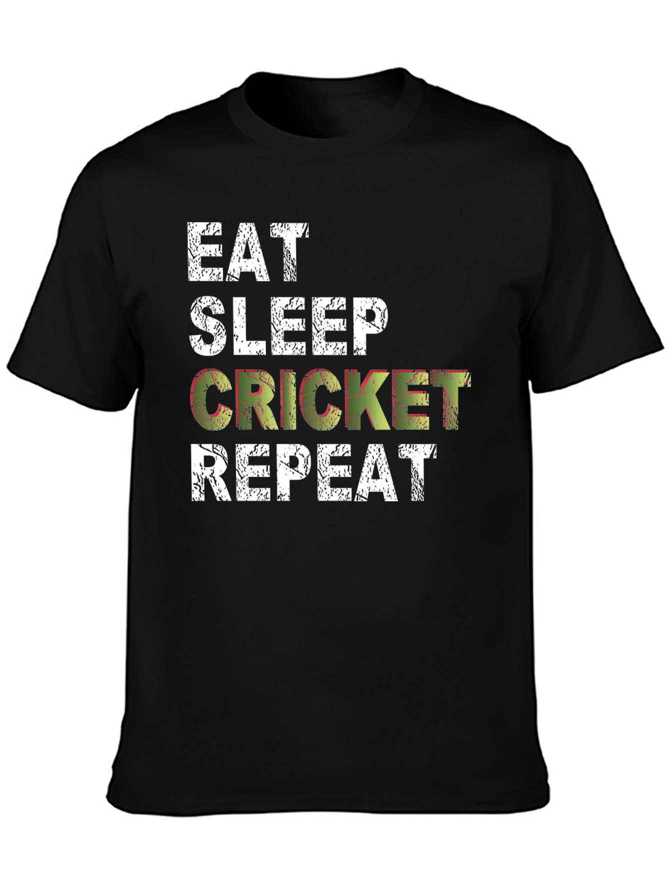 Eat Sleep Cricket Repeat T-Shirt Black Cotton Casual Tee