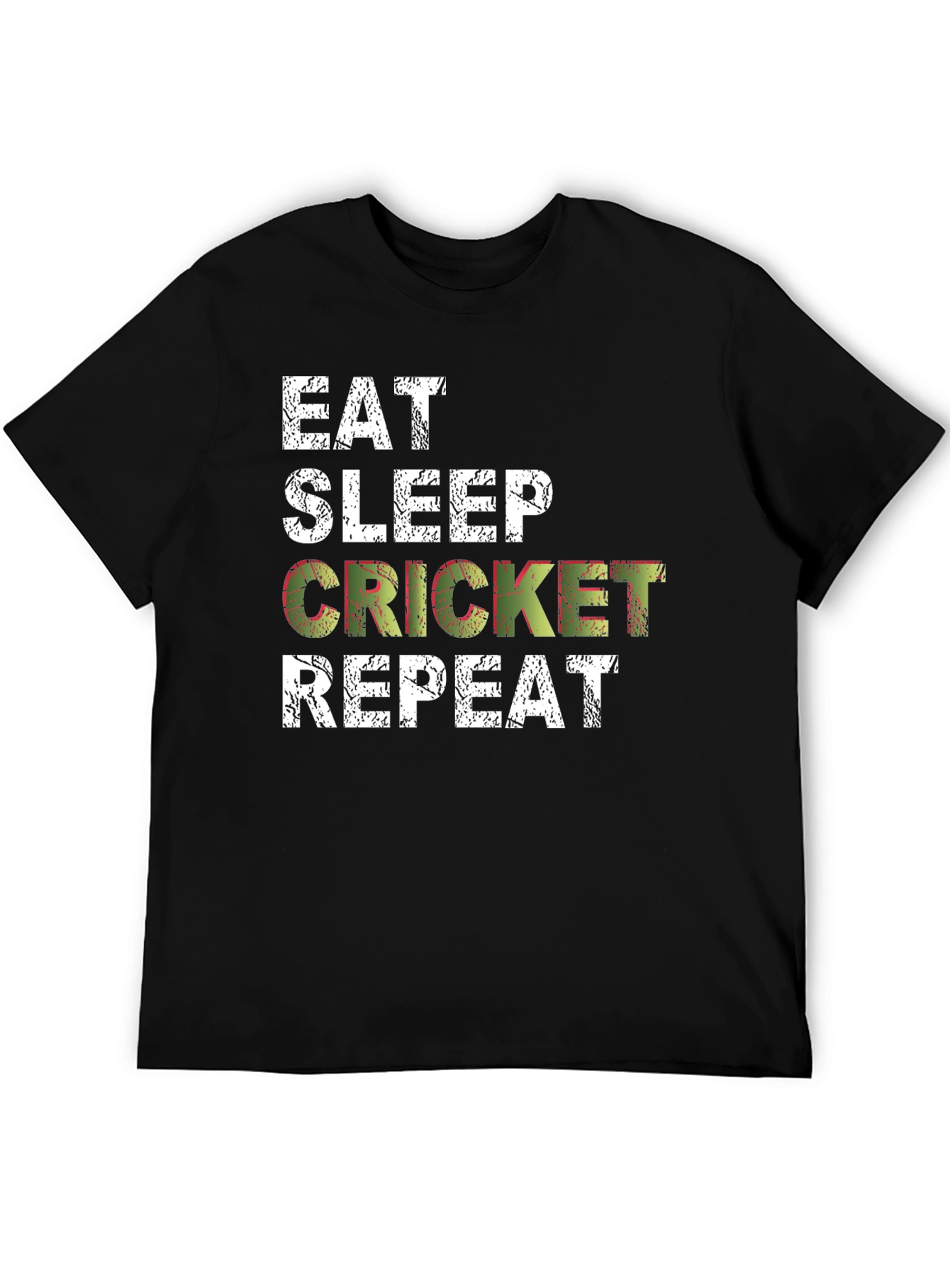 Eat Sleep Cricket Repeat T-Shirt Black Cotton Casual Tee