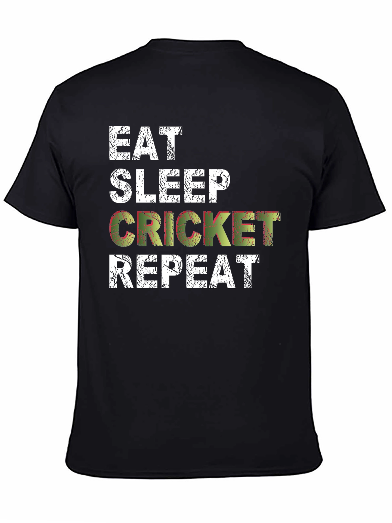 Eat Sleep Cricket Repeat T-Shirt Black Cotton Casual Tee