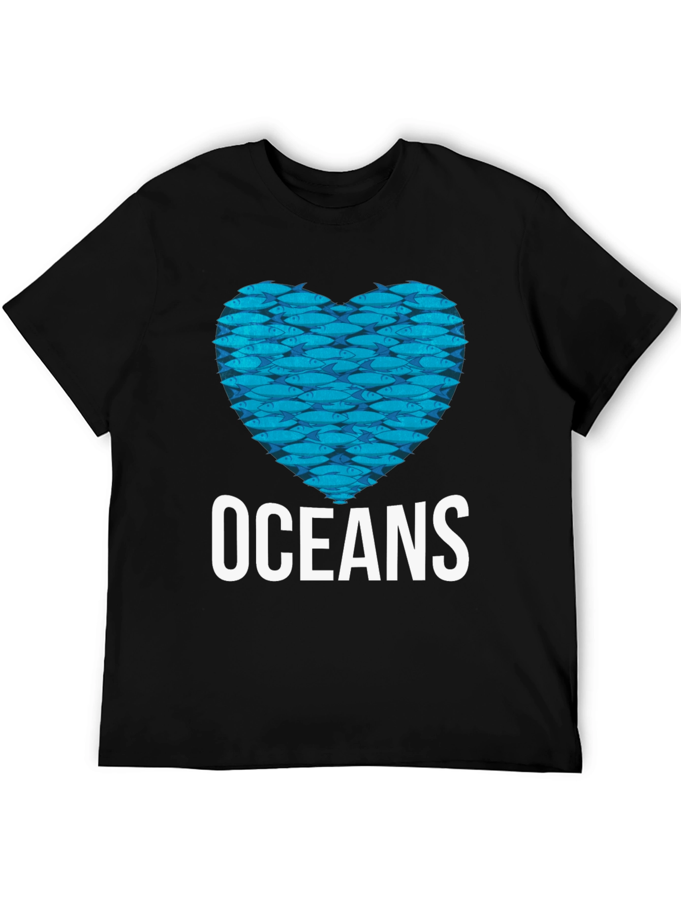 Oceans Heart Fish Graphic Black T-Shirt