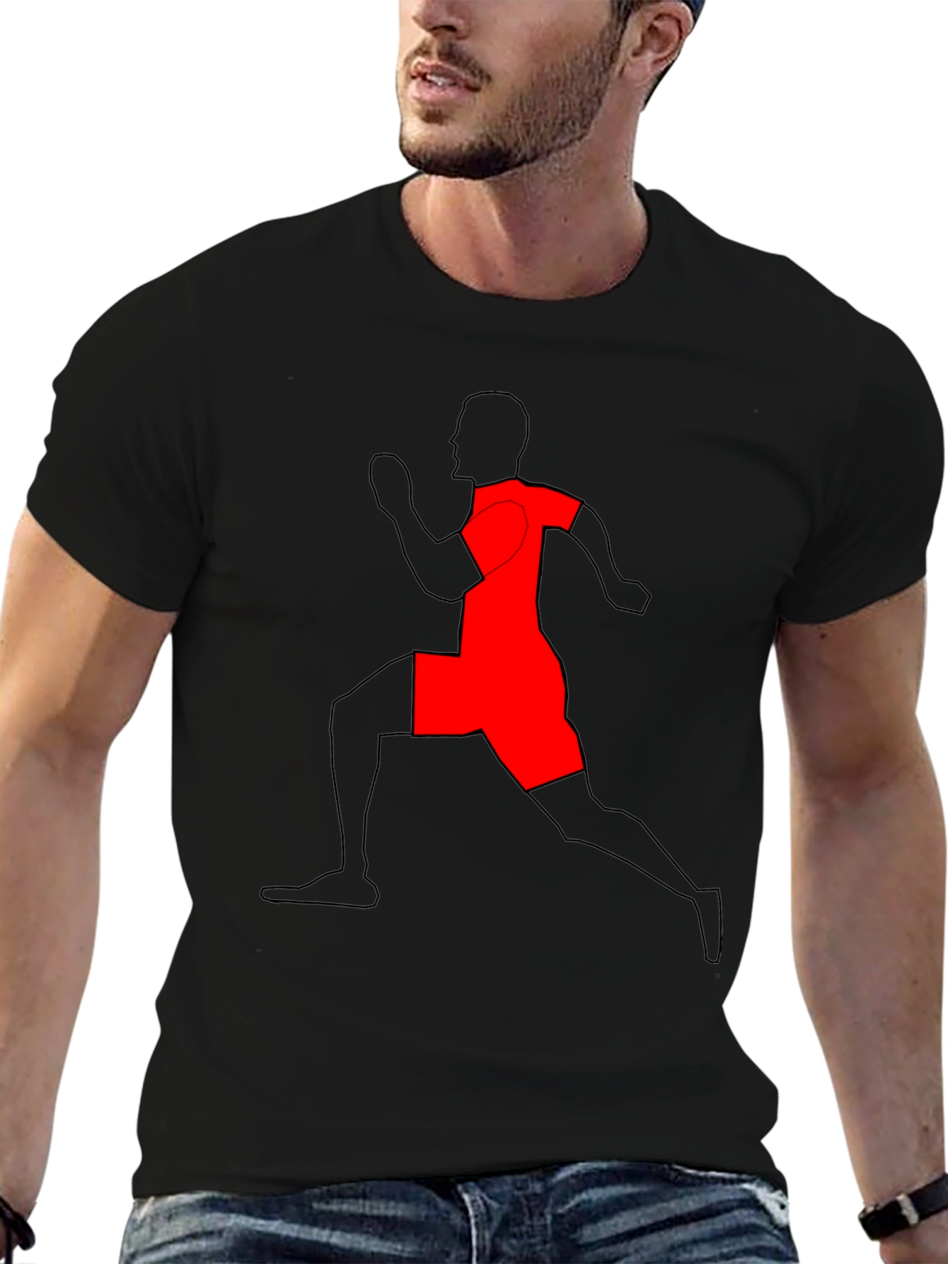 Runner Graphic T-Shirt - Black Cotton Tee