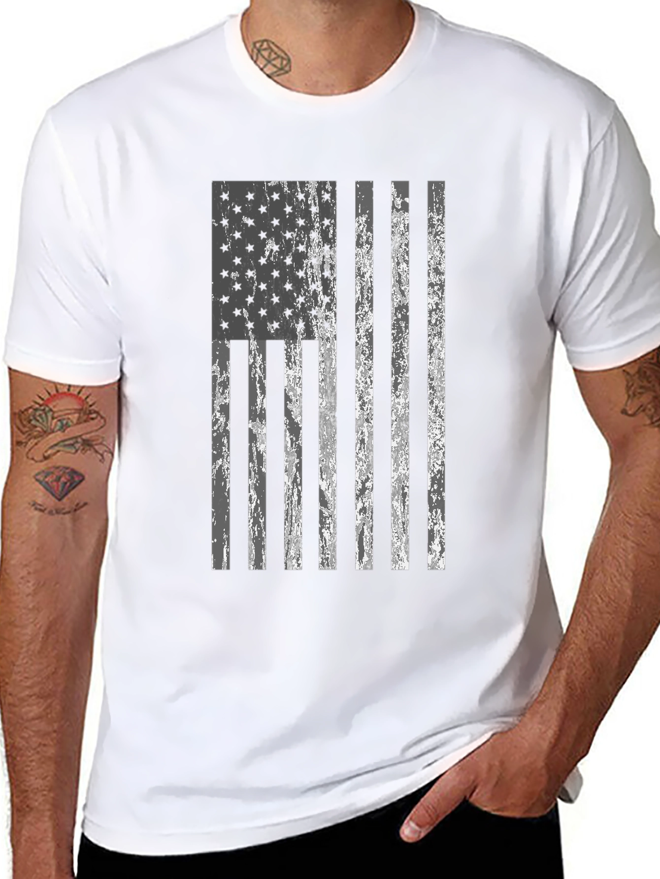 Distressed American Flag Graphic T-Shirt