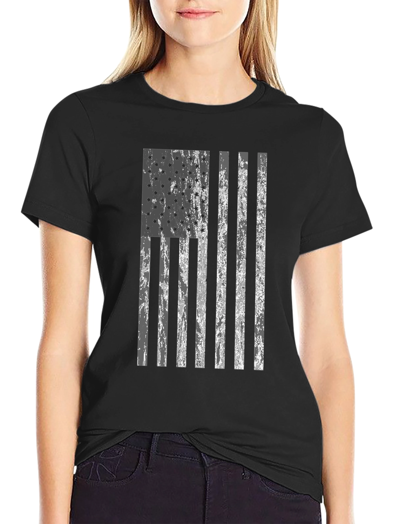 Distressed American Flag Graphic T-Shirt