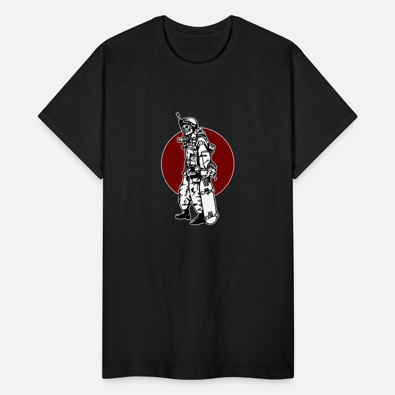 Skateboarding soldier