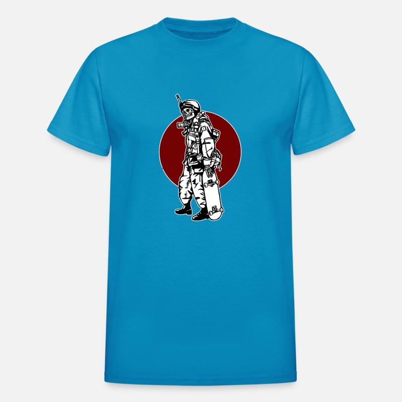 Skateboarding soldier