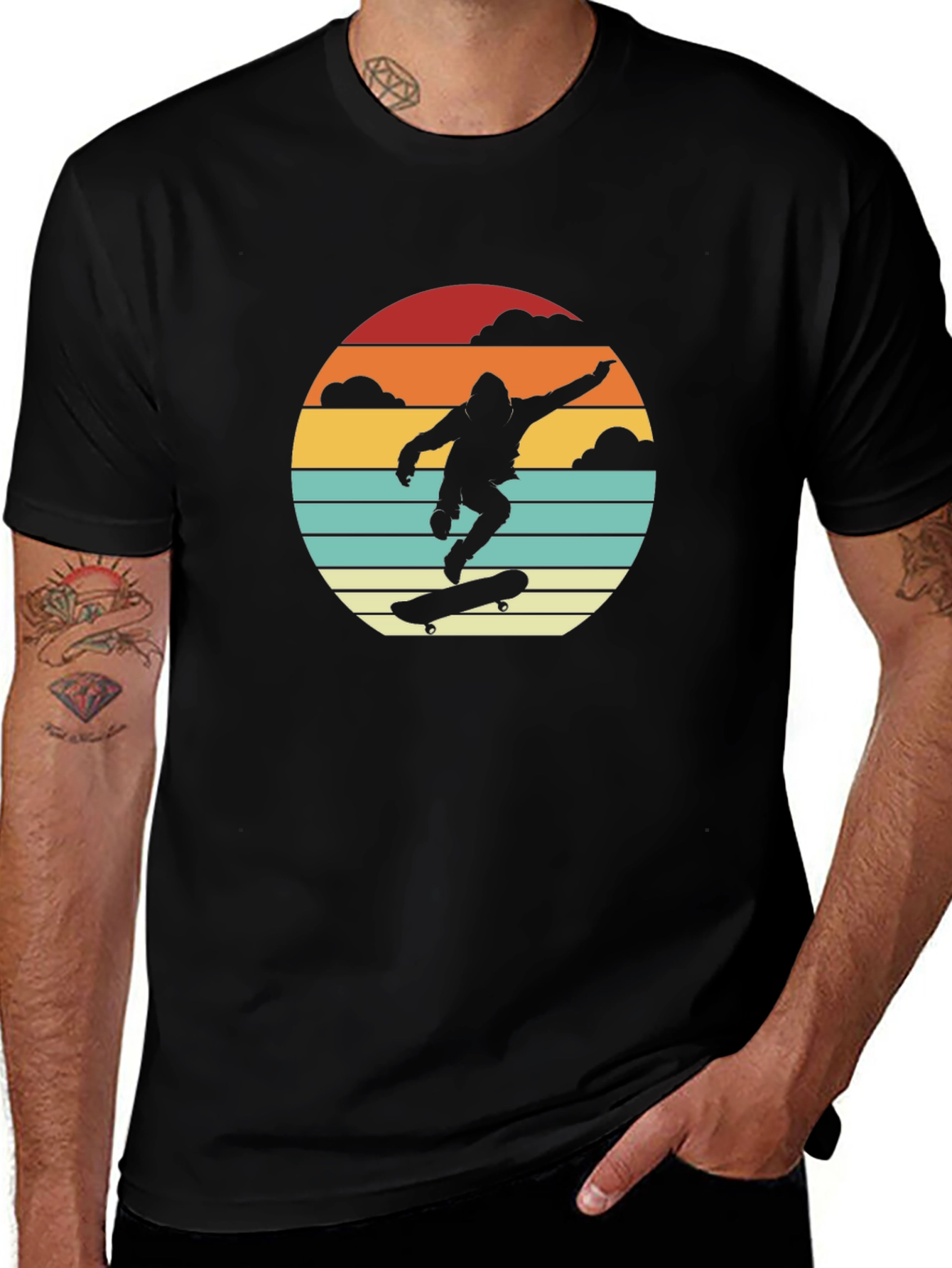 Skateboarding Silhouette Graphic Tee