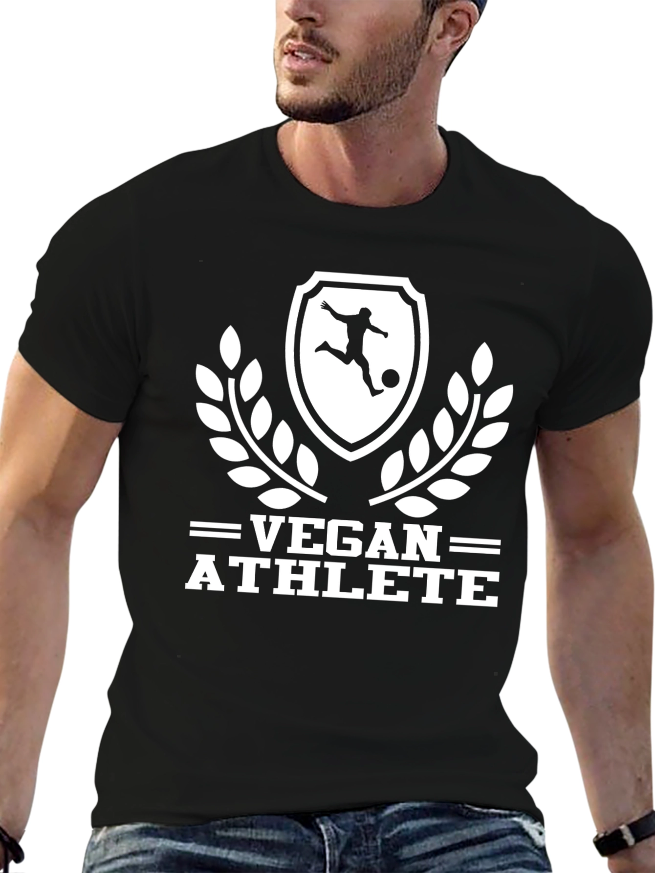 Vegan Athlete Graphic Tee - Black Cotton Shirt