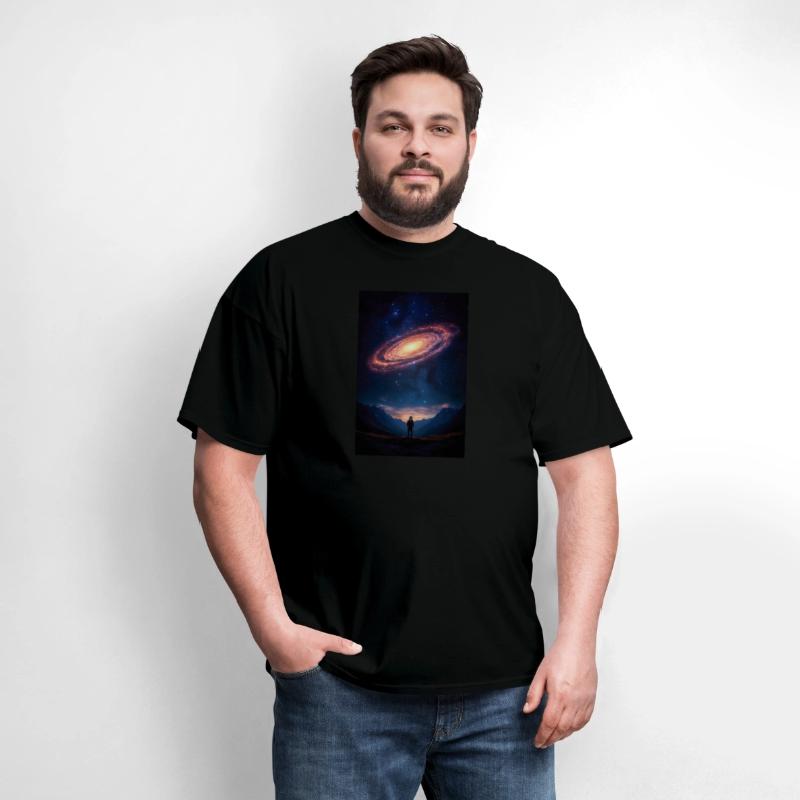 Stargazer Beneath a Cosmic Spiral