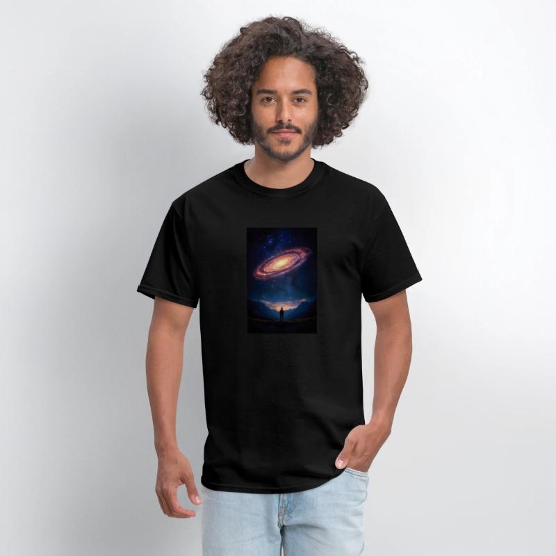 Stargazer Beneath a Cosmic Spiral