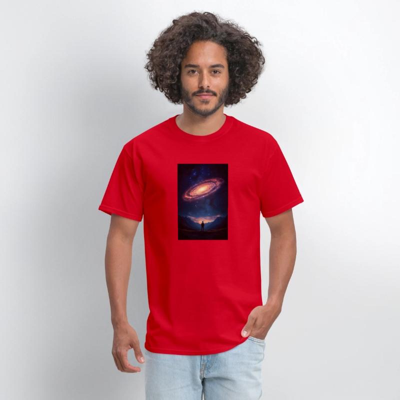Stargazer Beneath a Cosmic Spiral