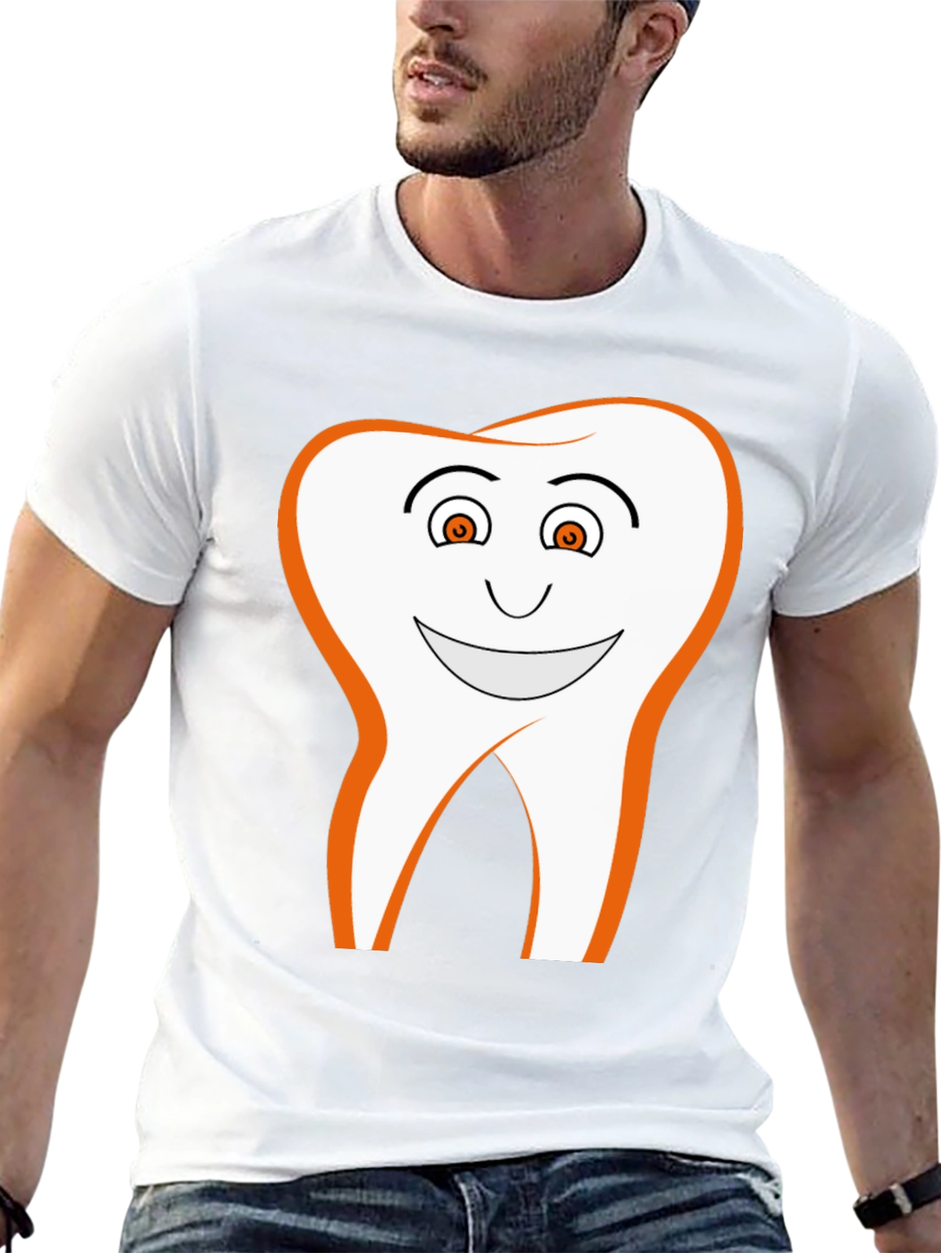 Smiling Tooth Graphic Tee - Black Cotton Blend T-Shirt