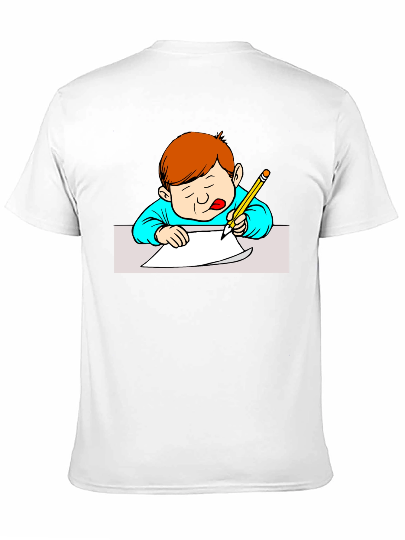 Boy Writing Black T-Shirt