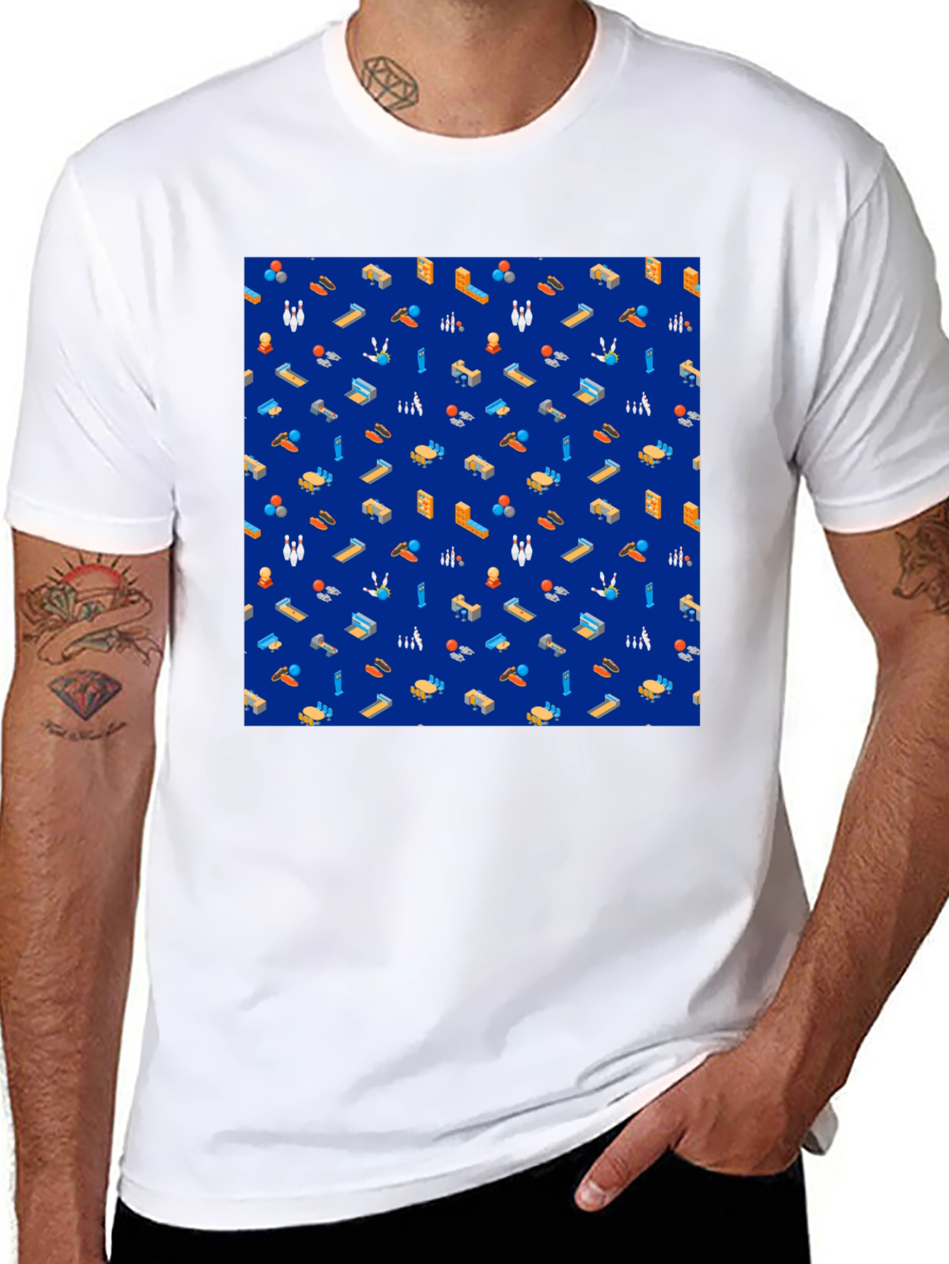 Bowling Pattern Tee - Stylish Sport Shirt